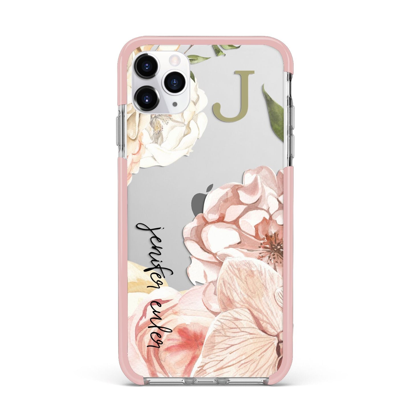 Spring Flowers Personalised Name iPhone 11 Pro Max Impact Pink Edge Case