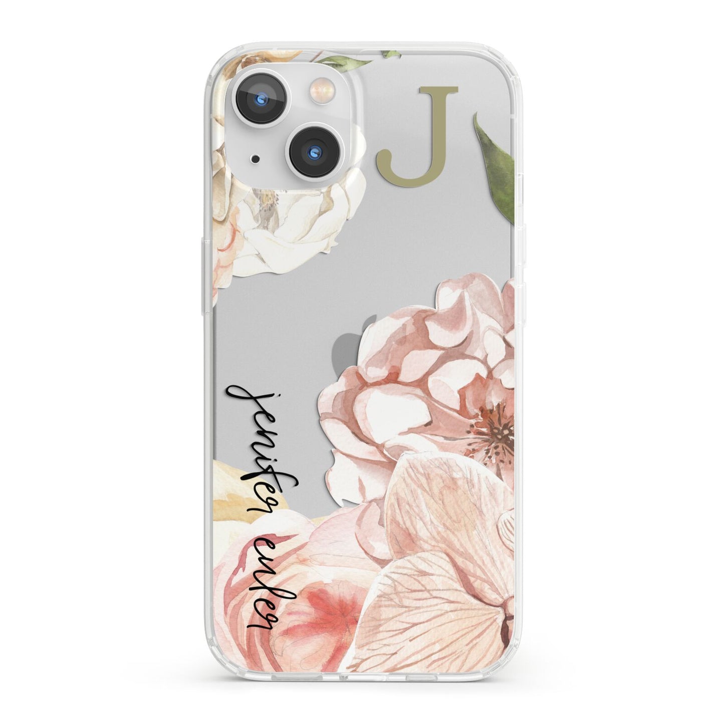Spring Flowers Personalised Name iPhone 13 Clear Bumper Case