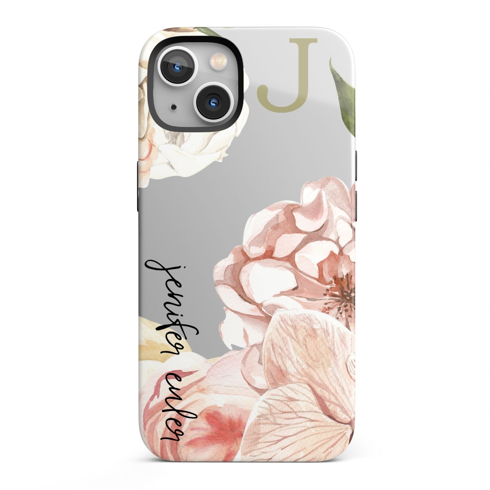 Spring Flowers Personalised Name iPhone 13 Full Wrap 3D Tough Case