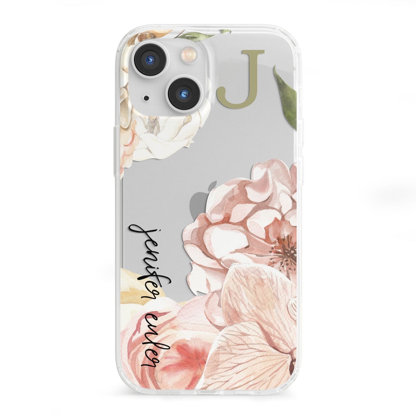 Spring Flowers Personalised Name iPhone 13 Mini Clear Bumper Case