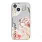Spring Flowers Personalised Name iPhone 13 Mini TPU Impact Case with White Edges