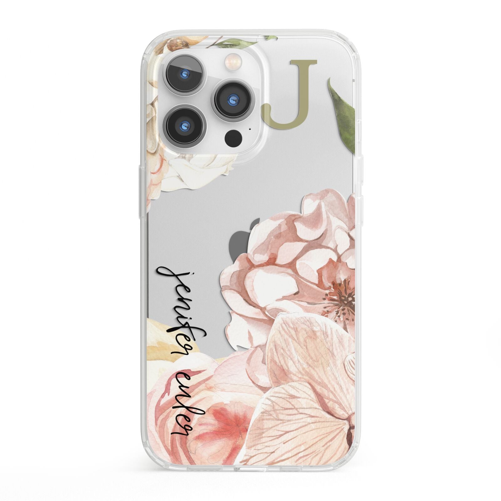 Spring Flowers Personalised Name iPhone 13 Pro Clear Bumper Case