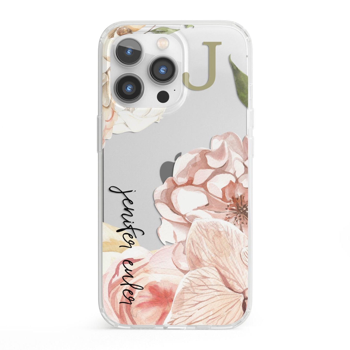 Spring Flowers Personalised Name iPhone 13 Pro Clear Bumper Case