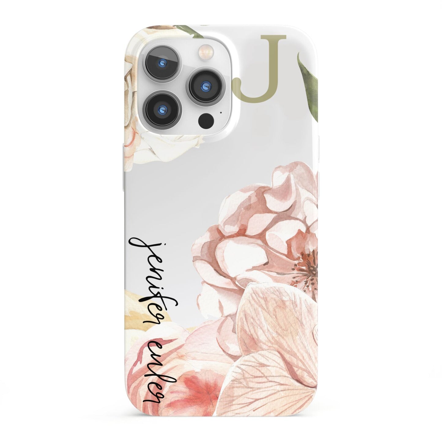 Spring Flowers Personalised Name iPhone 13 Pro Full Wrap 3D Snap Case
