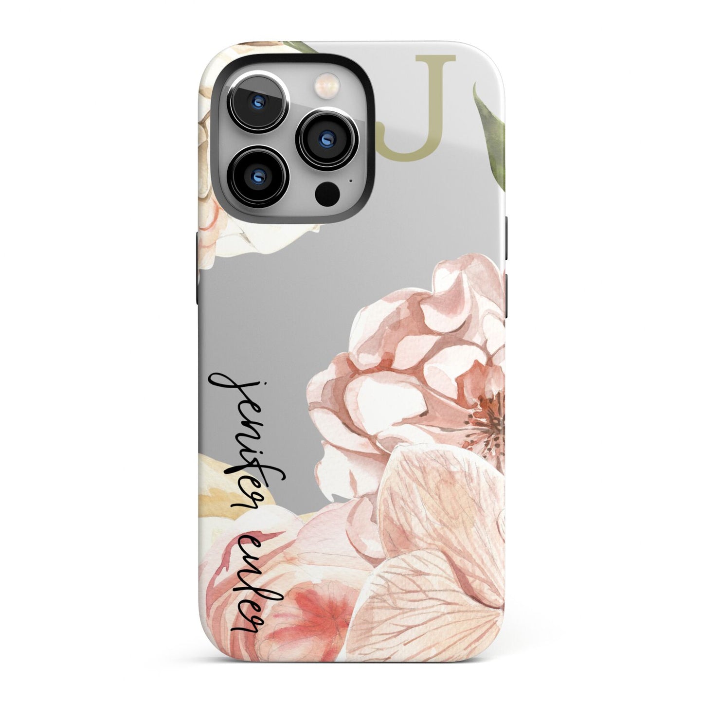 Spring Flowers Personalised Name iPhone 13 Pro Full Wrap 3D Tough Case