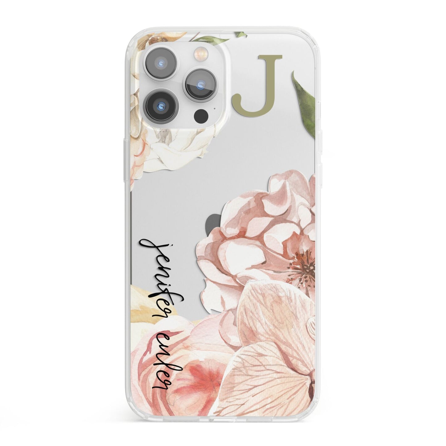 Spring Flowers Personalised Name iPhone 13 Pro Max Clear Bumper Case