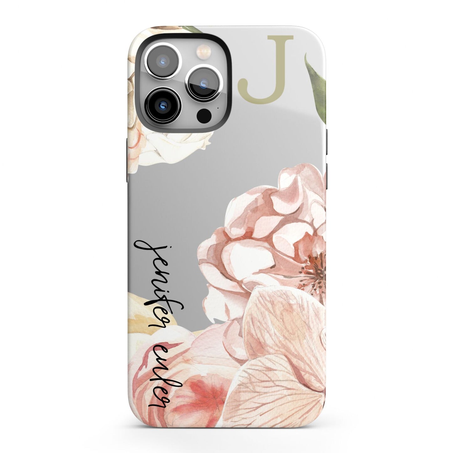 Spring Flowers Personalised Name iPhone 13 Pro Max Full Wrap 3D Tough Case