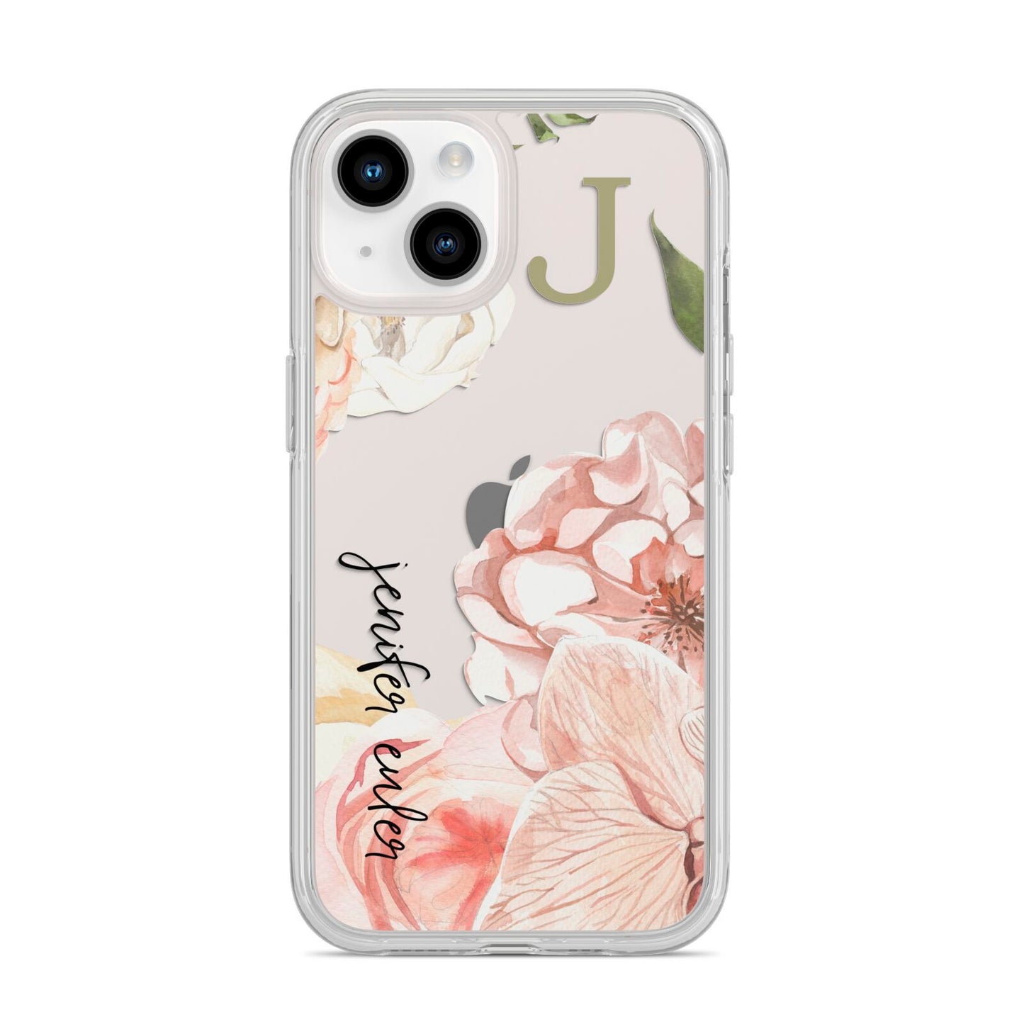 Spring Flowers Personalised Name iPhone 14 Clear Tough Case Starlight