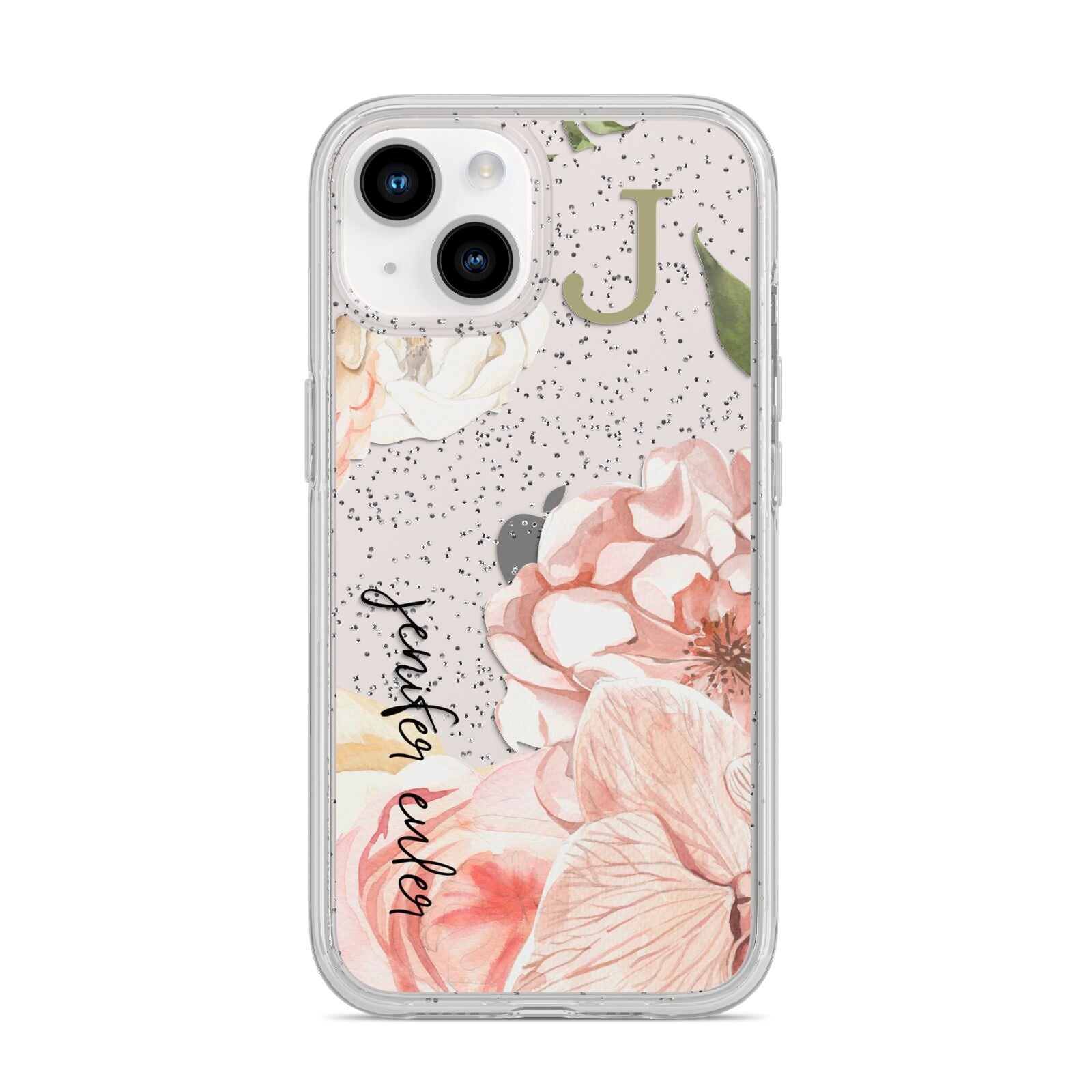 Spring Flowers Personalised Name iPhone 14 Glitter Tough Case Starlight