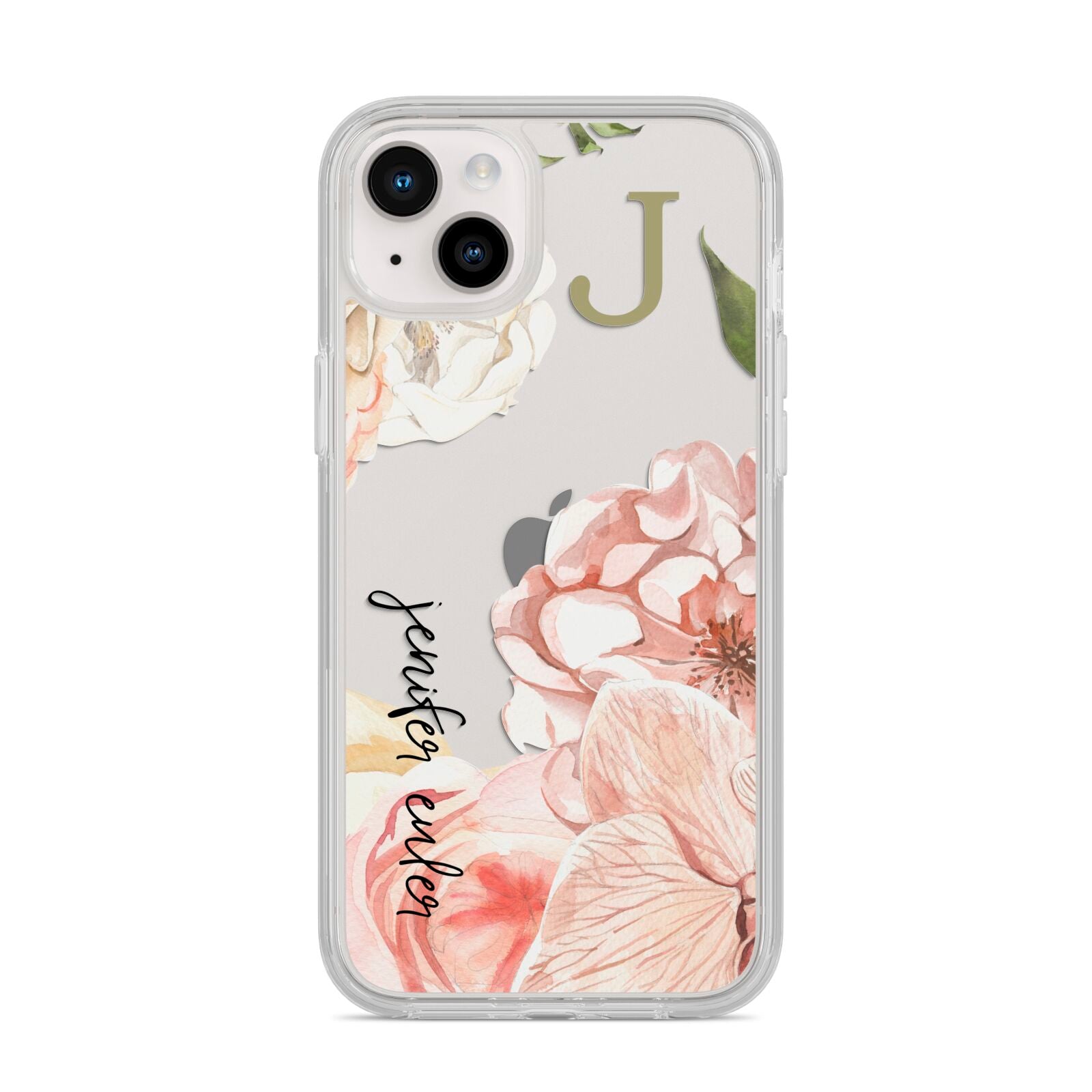Spring Flowers Personalised Name iPhone 14 Plus Clear Tough Case Starlight