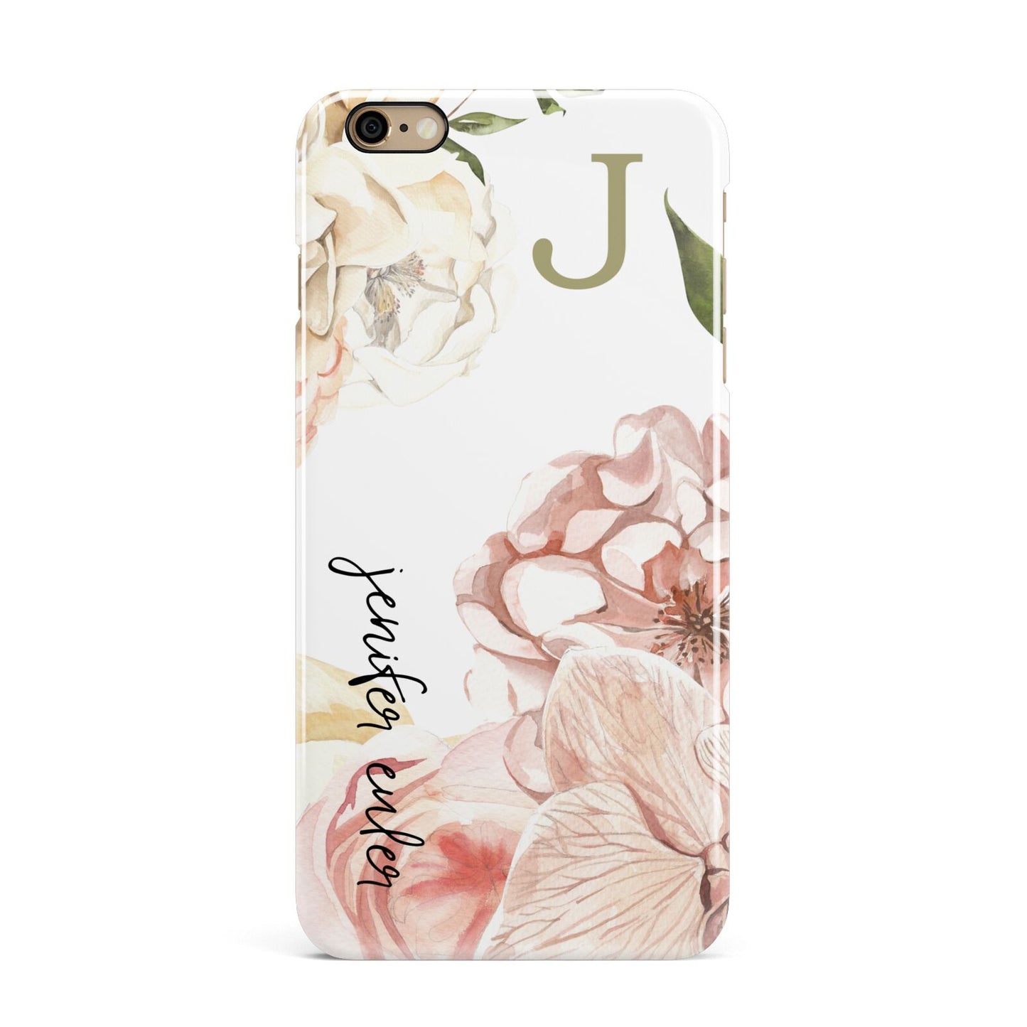 Spring Flowers Personalised Name iPhone 6 Plus 3D Snap Case on Gold Phone