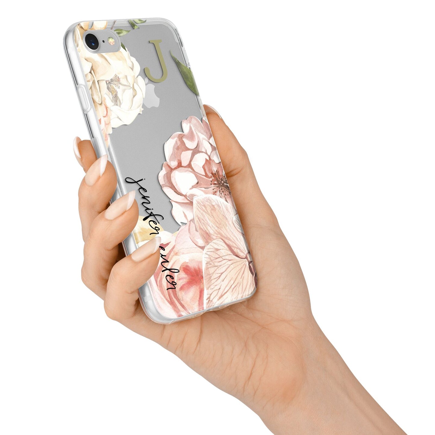 Spring Flowers Personalised Name iPhone 7 Bumper Case on Silver iPhone Alternative Image