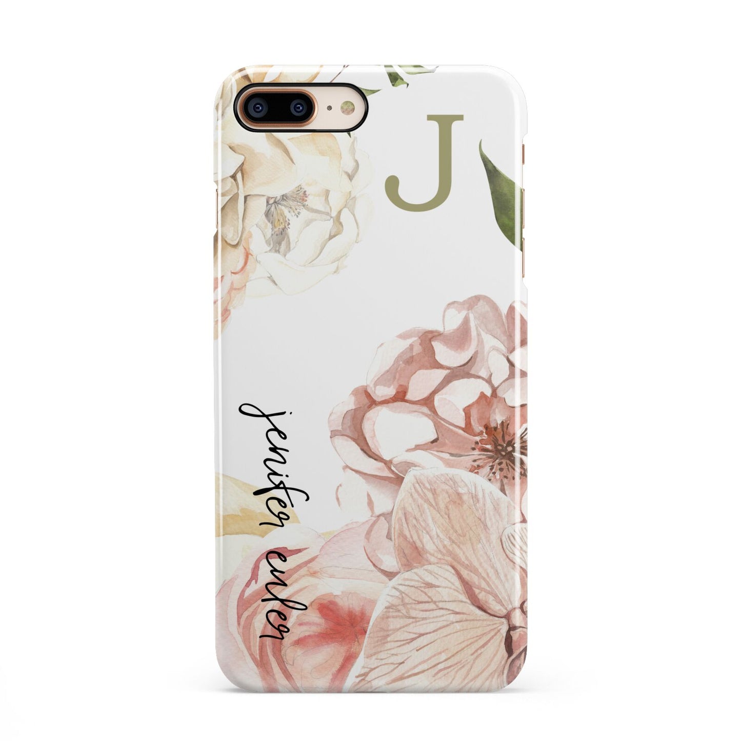 Spring Flowers Personalised Name iPhone 8 Plus 3D Snap Case on Gold Phone