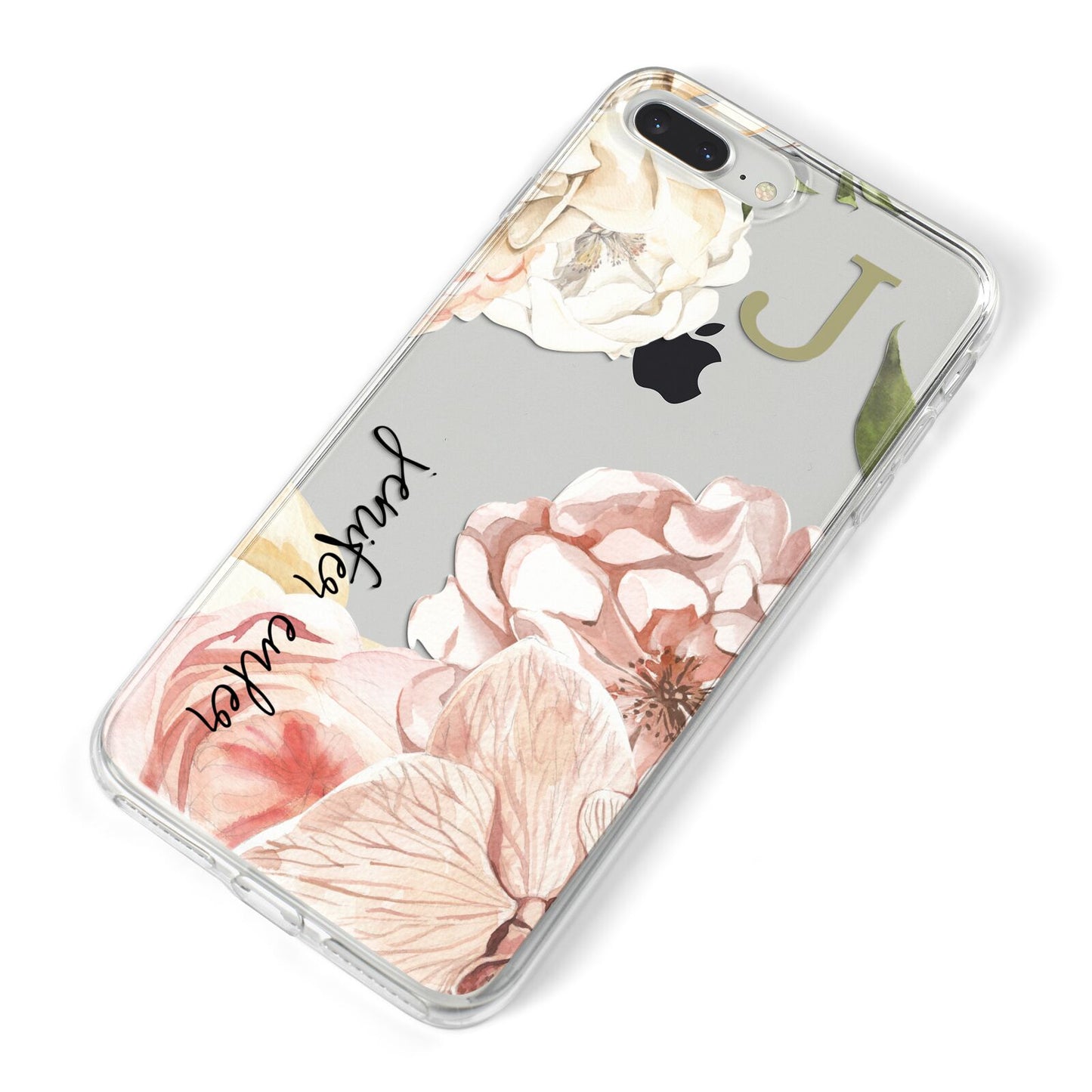 Spring Flowers Personalised Name iPhone 8 Plus Bumper Case on Silver iPhone Alternative Image