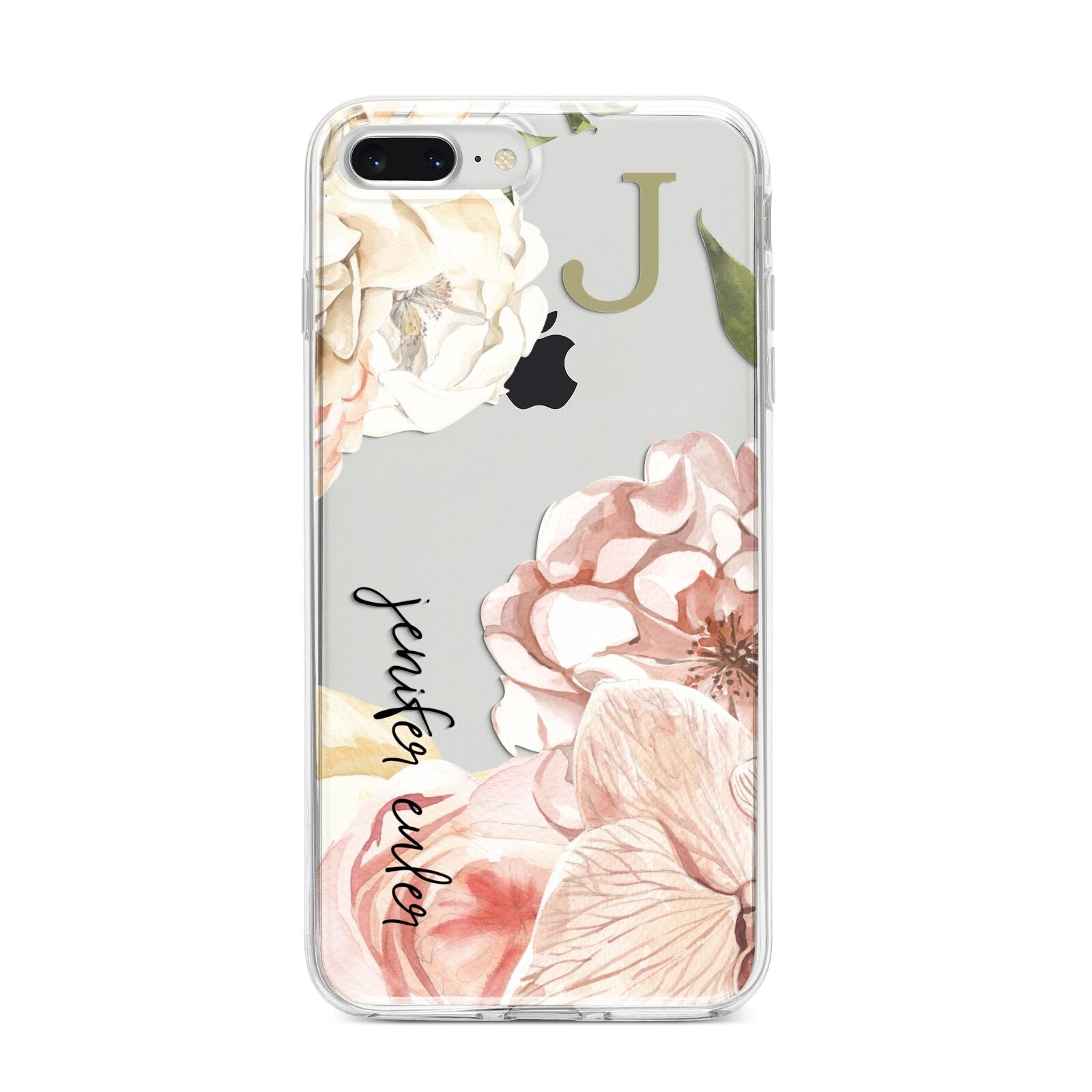 Spring Flowers Personalised Name iPhone 8 Plus Bumper Case on Silver iPhone