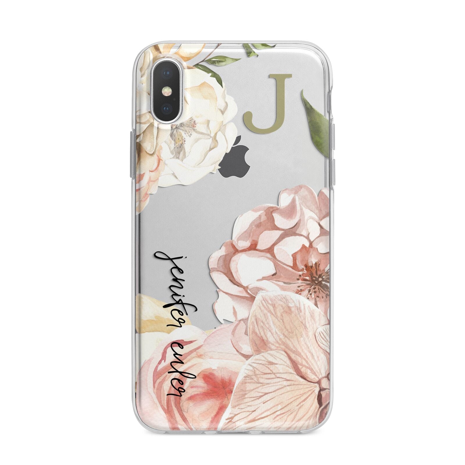 Spring Flowers Personalised Name iPhone X Bumper Case on Silver iPhone Alternative Image 1