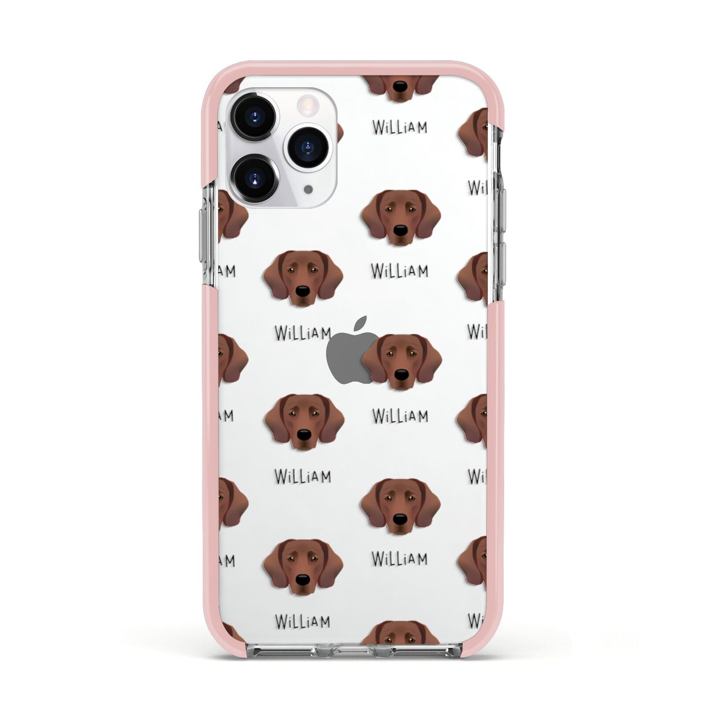 Springador Icon with Name Apple iPhone 11 Pro in Silver with Pink Impact Case