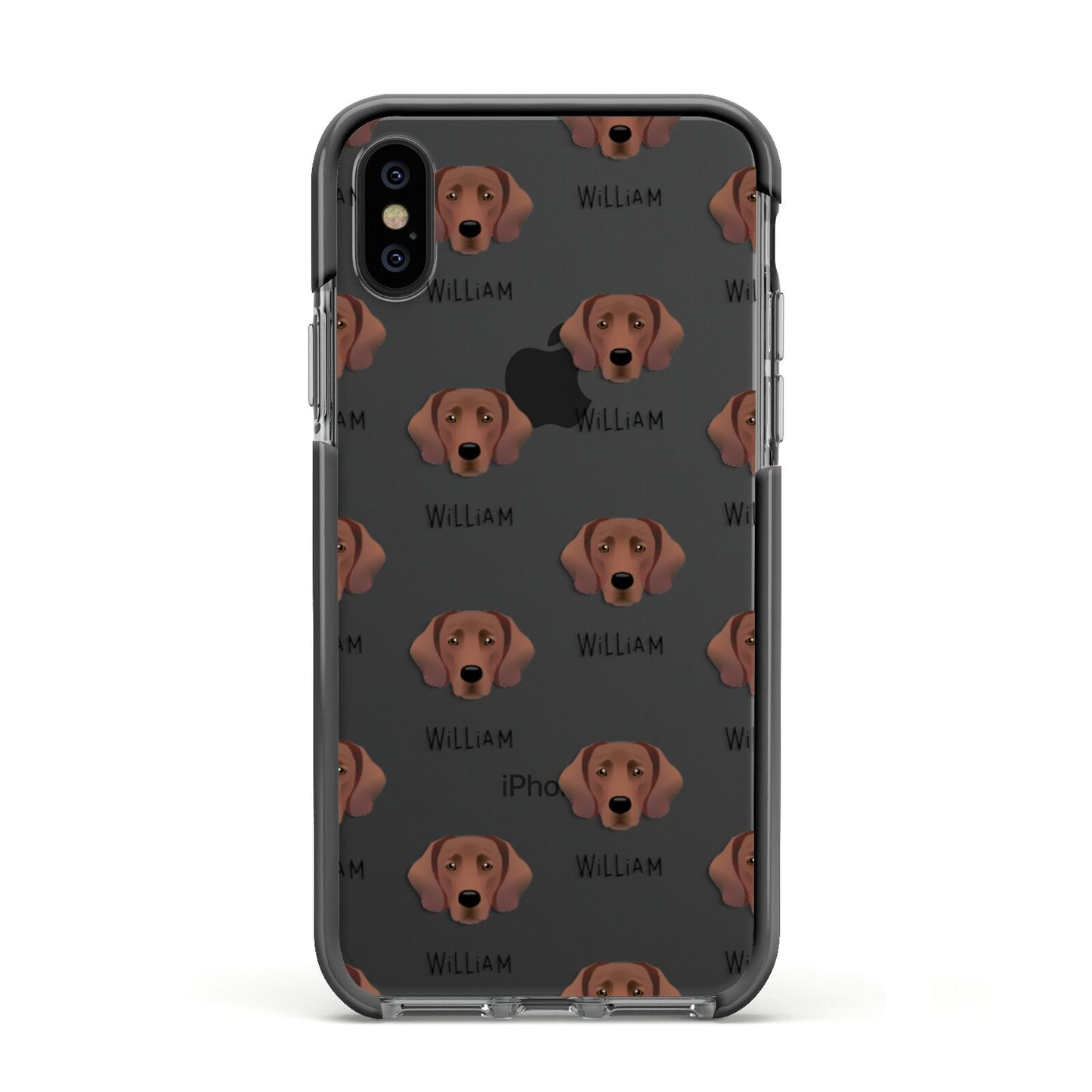 Springador Icon with Name Apple iPhone Xs Impact Case Black Edge on Black Phone