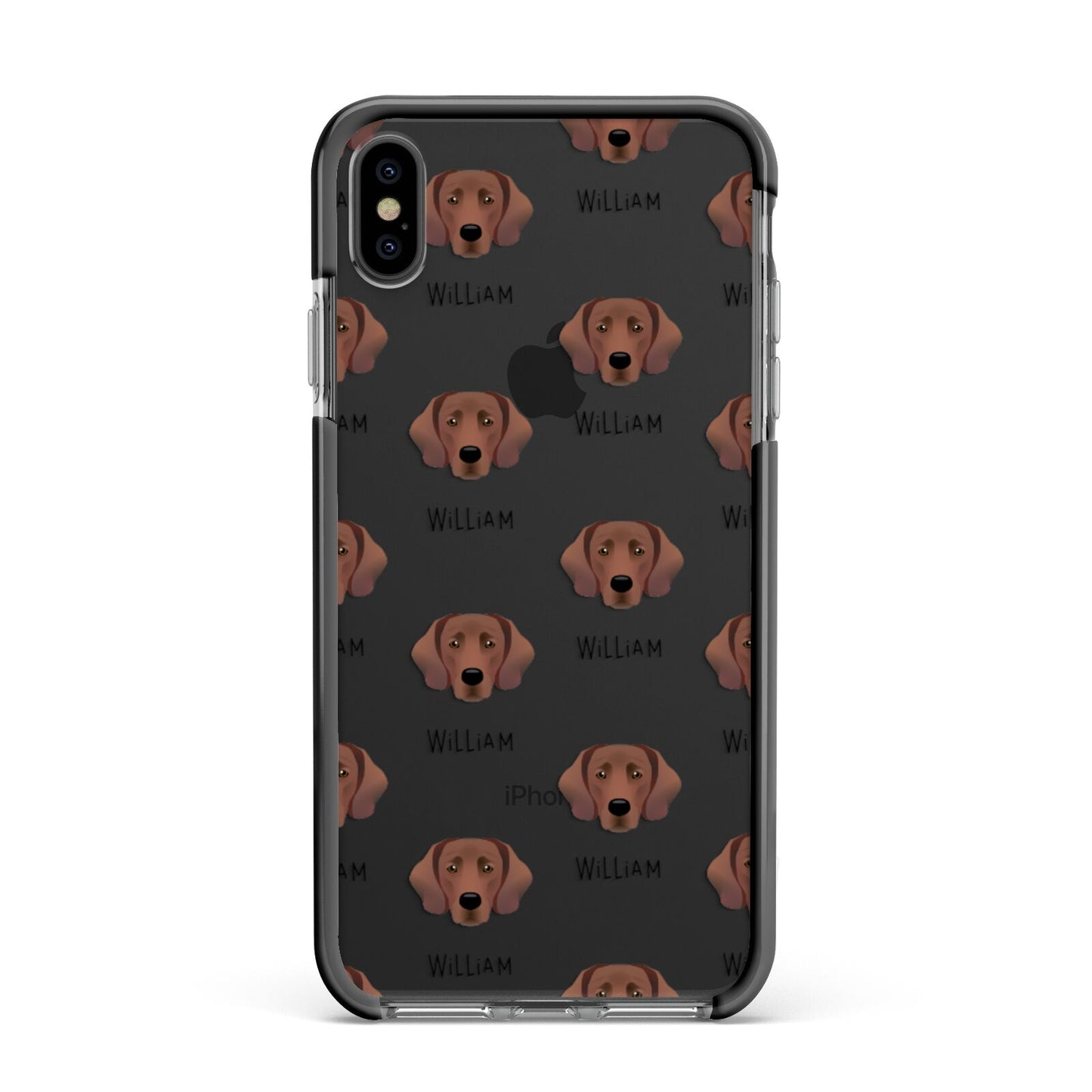 Springador Icon with Name Apple iPhone Xs Max Impact Case Black Edge on Black Phone