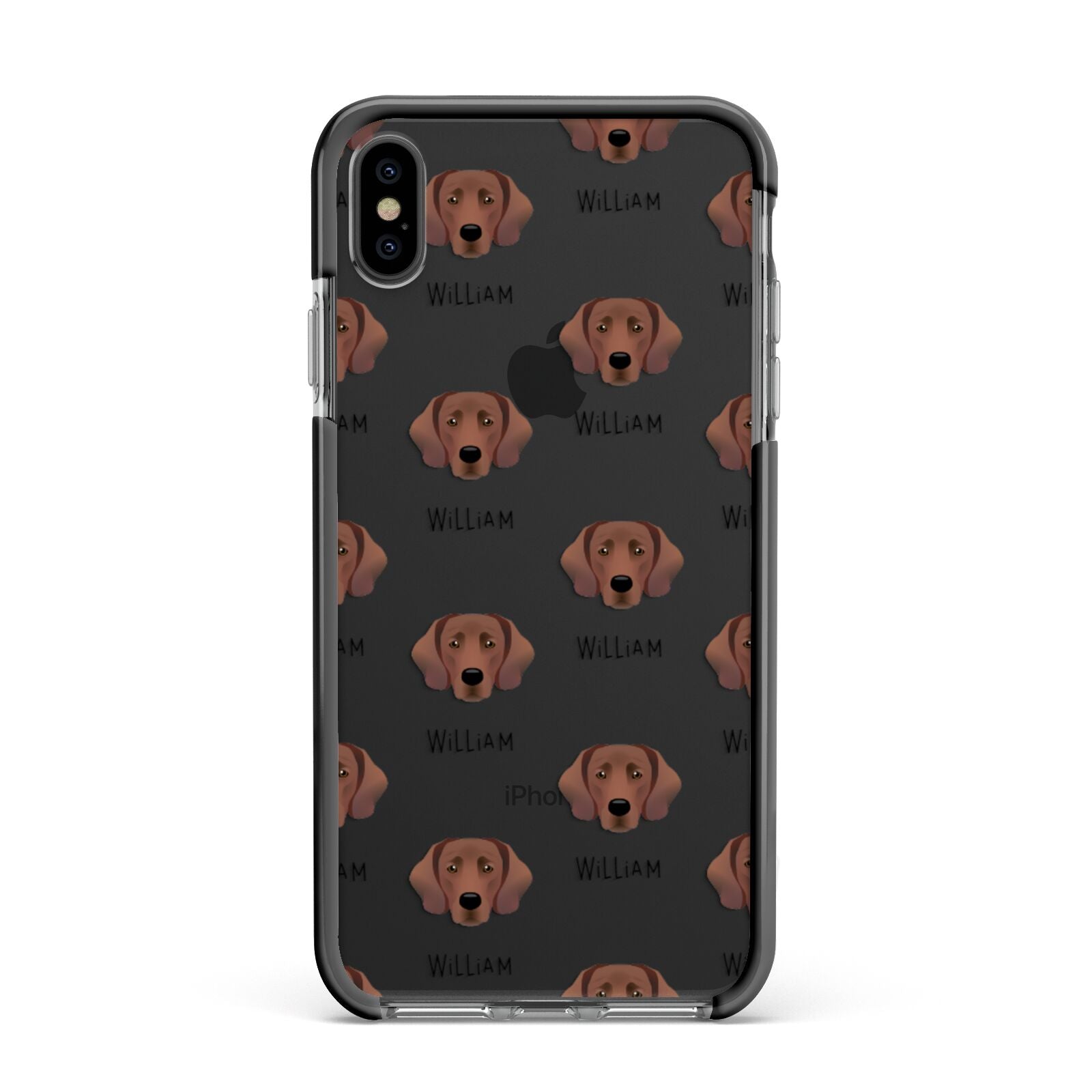 Springador Icon with Name Apple iPhone Xs Max Impact Case Black Edge on Black Phone