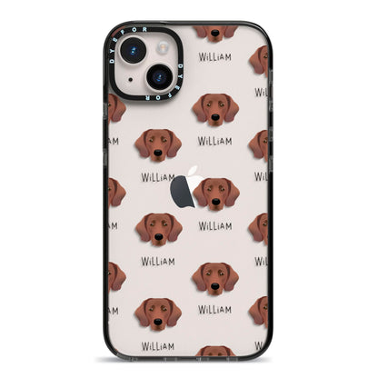 Springador Icon with Name iPhone 14 Plus Black Impact Case on Silver phone