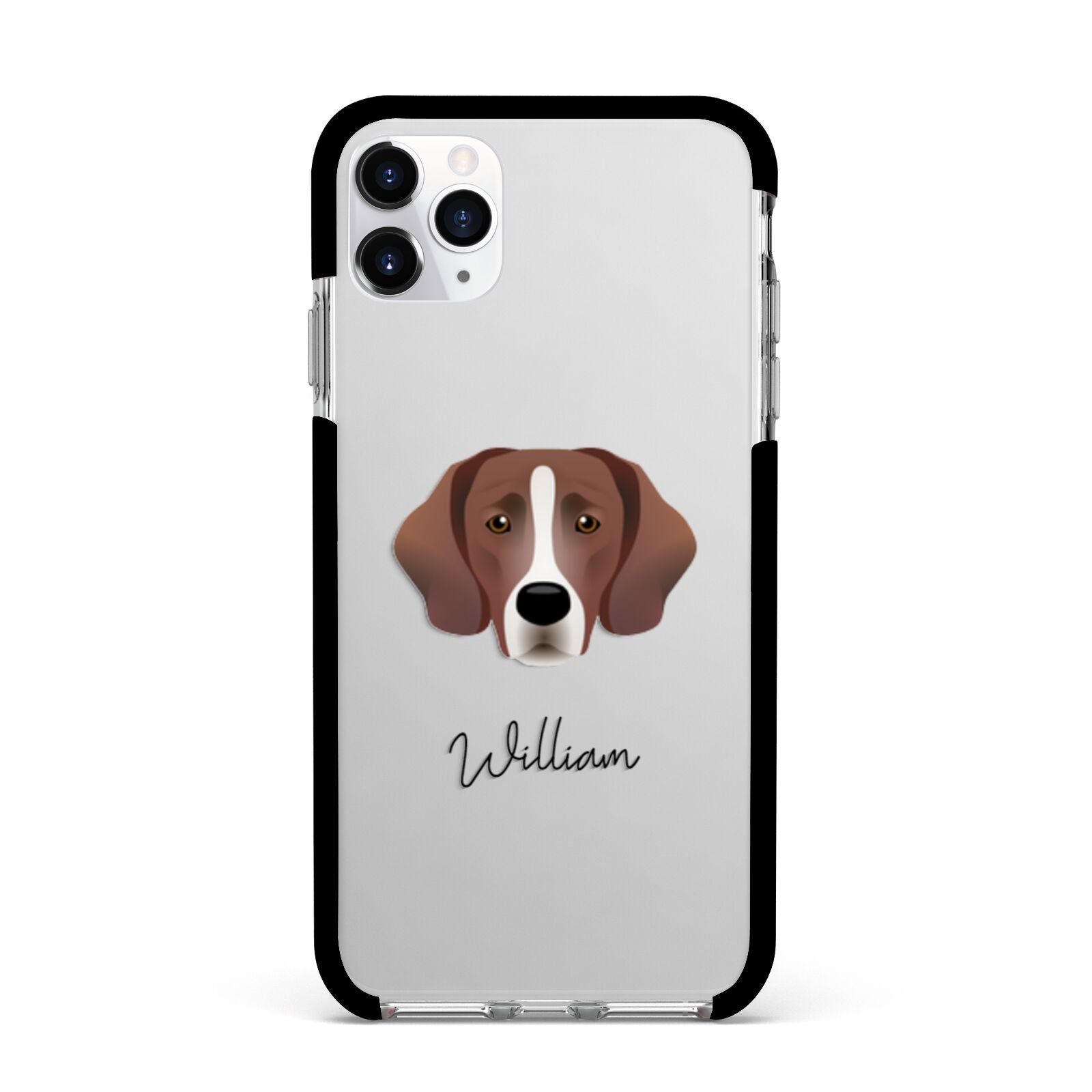 Springador Personalised Apple iPhone 11 Pro Max in Silver with Black Impact Case
