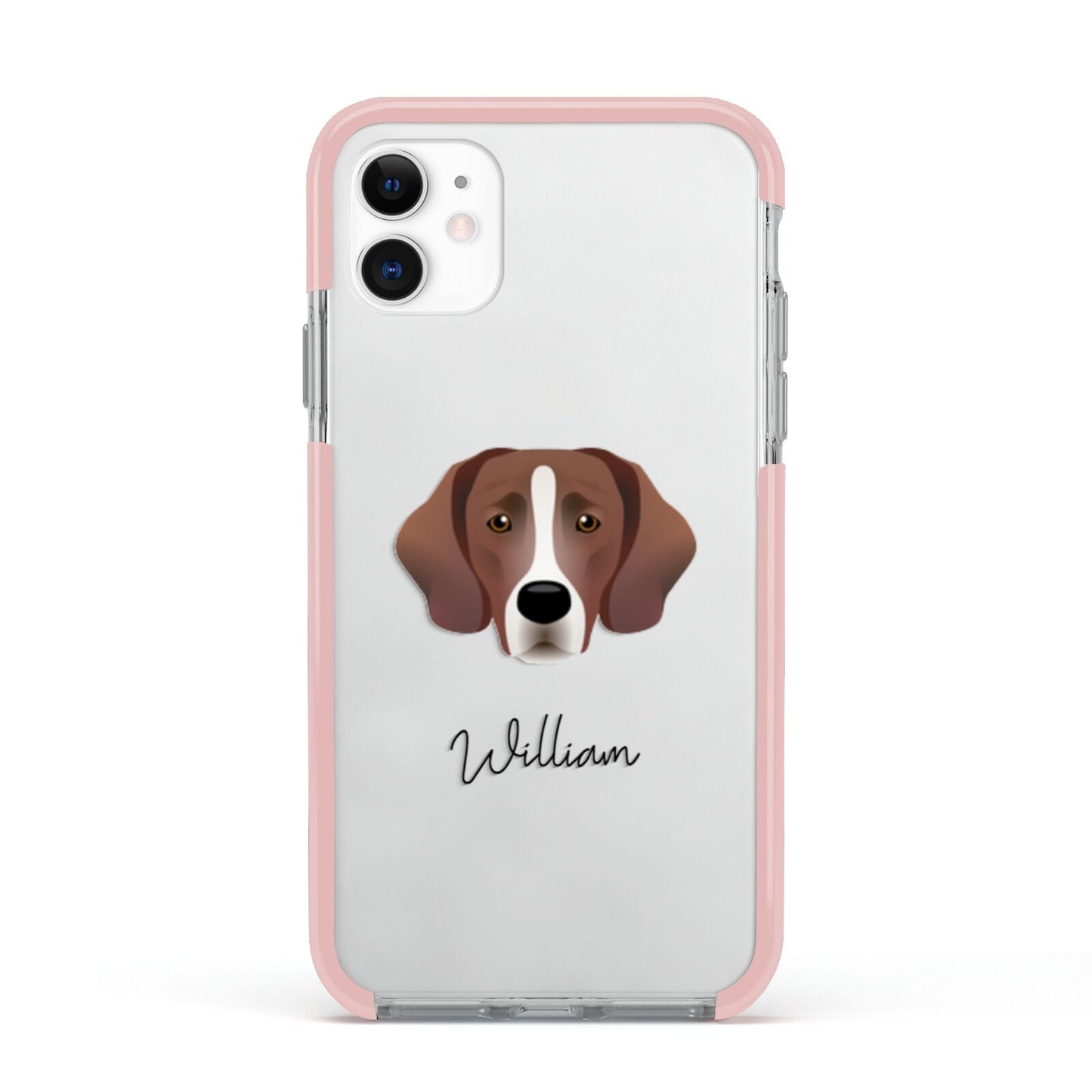 Springador Personalised Apple iPhone 11 in White with Pink Impact Case
