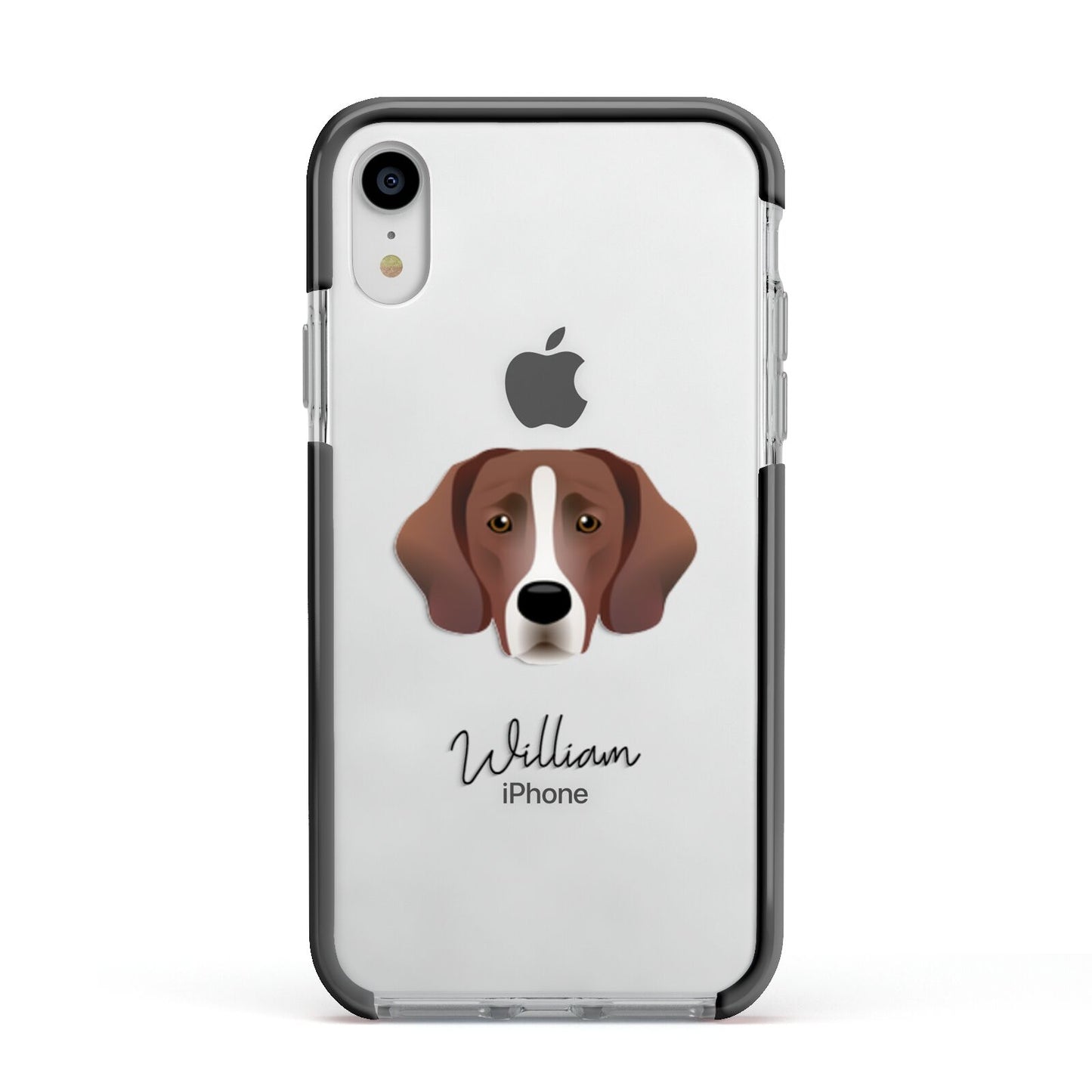 Springador Personalised Apple iPhone XR Impact Case Black Edge on Silver Phone