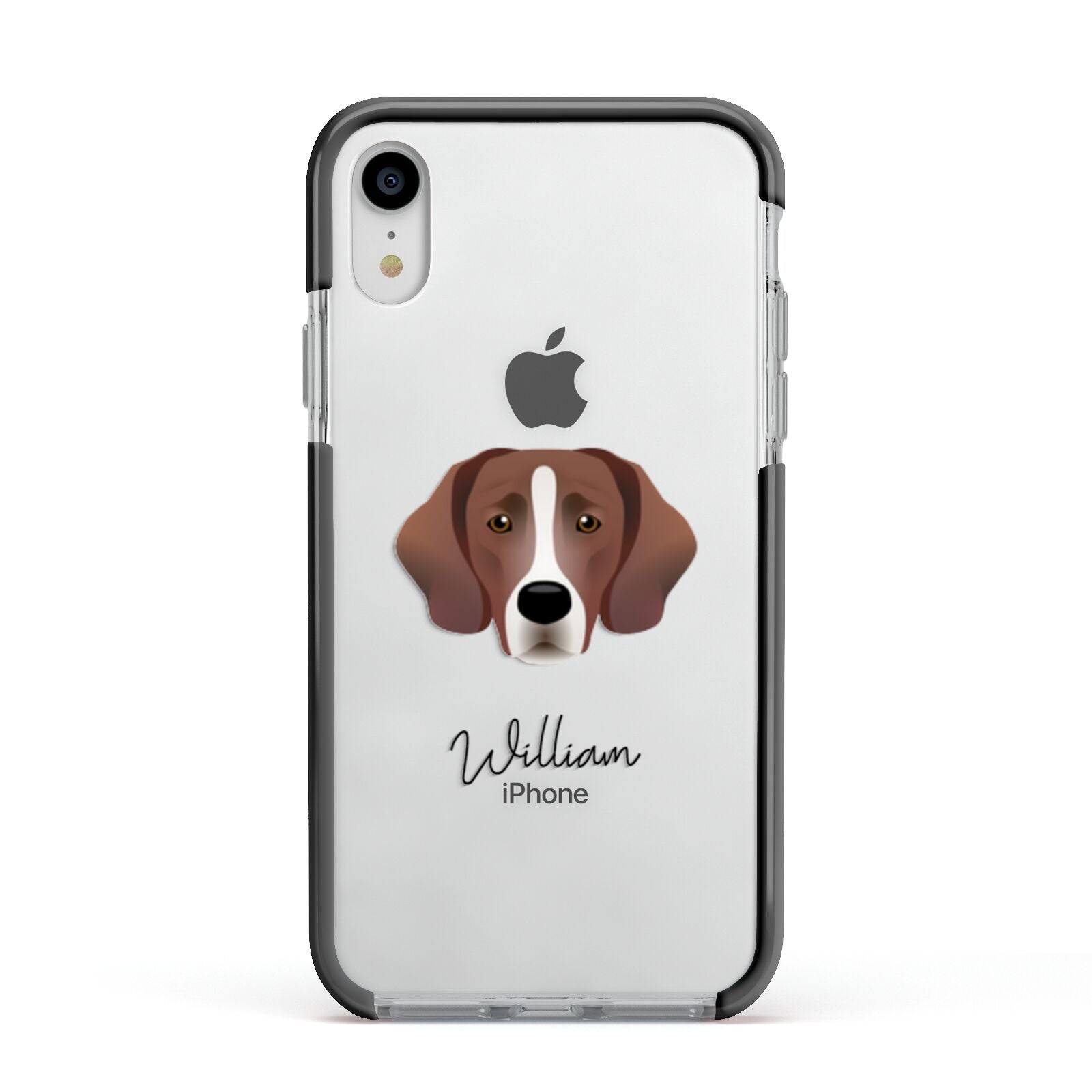 Springador Personalised Apple iPhone XR Impact Case Black Edge on Silver Phone