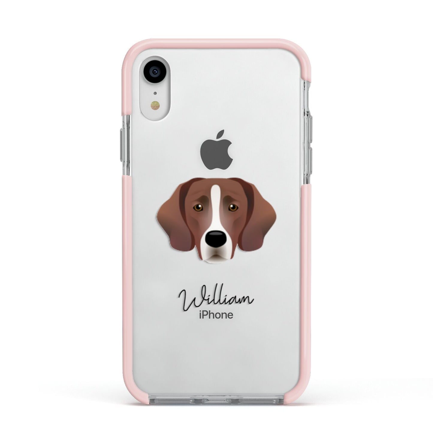 Springador Personalised Apple iPhone XR Impact Case Pink Edge on Silver Phone