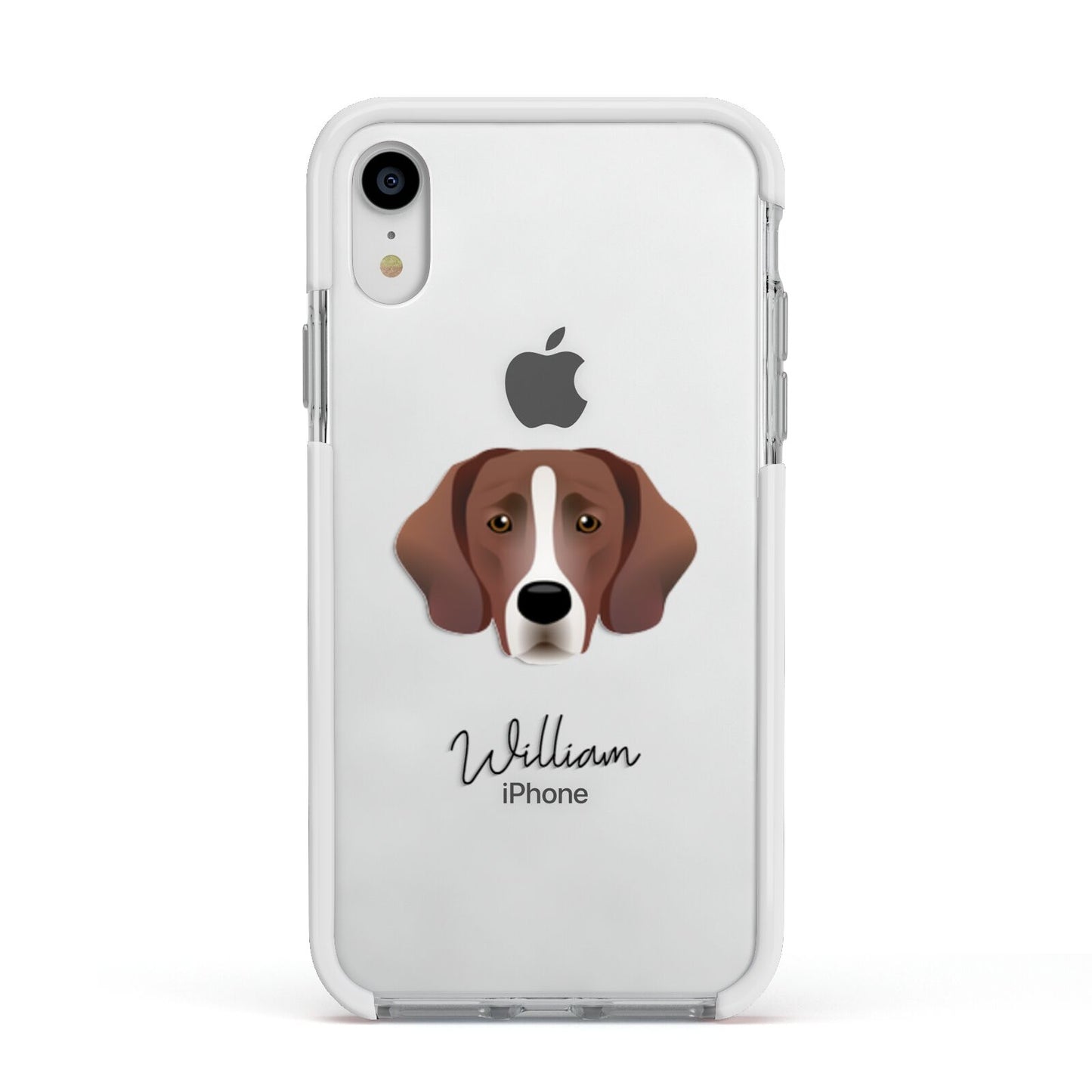 Springador Personalised Apple iPhone XR Impact Case White Edge on Silver Phone