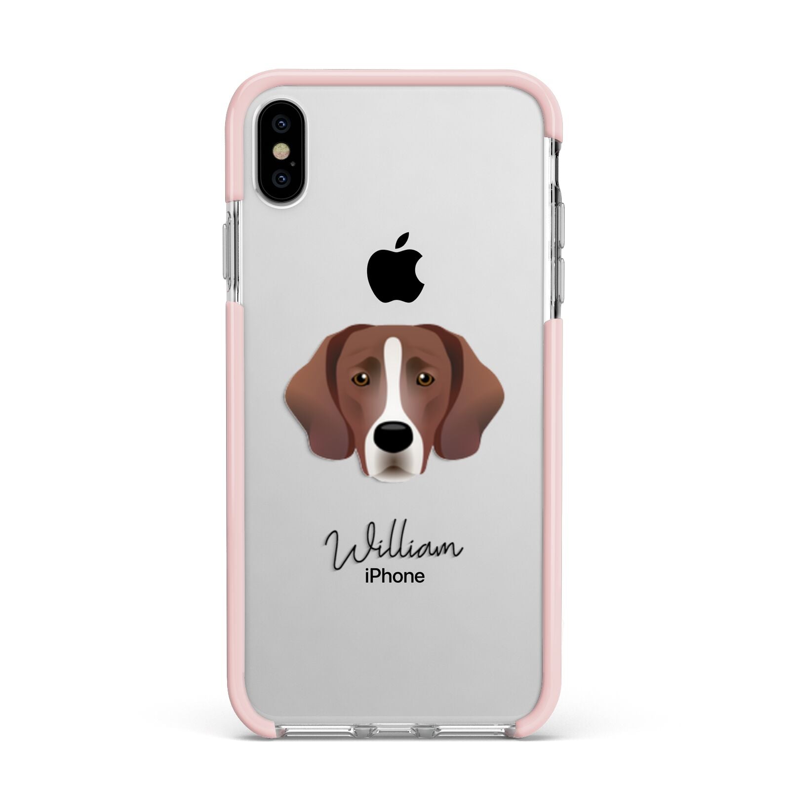 Springador Personalised Apple iPhone Xs Max Impact Case Pink Edge on Silver Phone