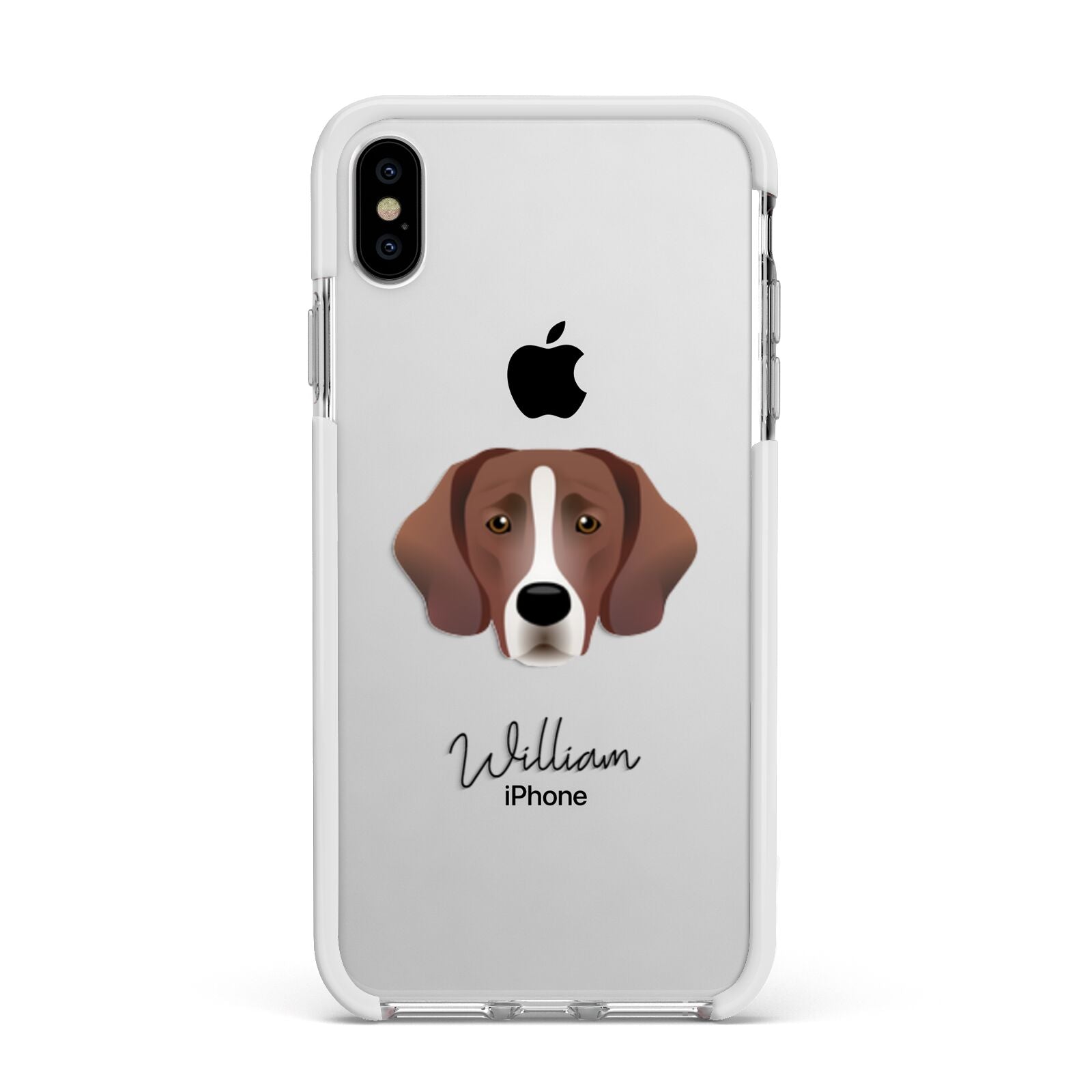 Springador Personalised Apple iPhone Xs Max Impact Case White Edge on Silver Phone