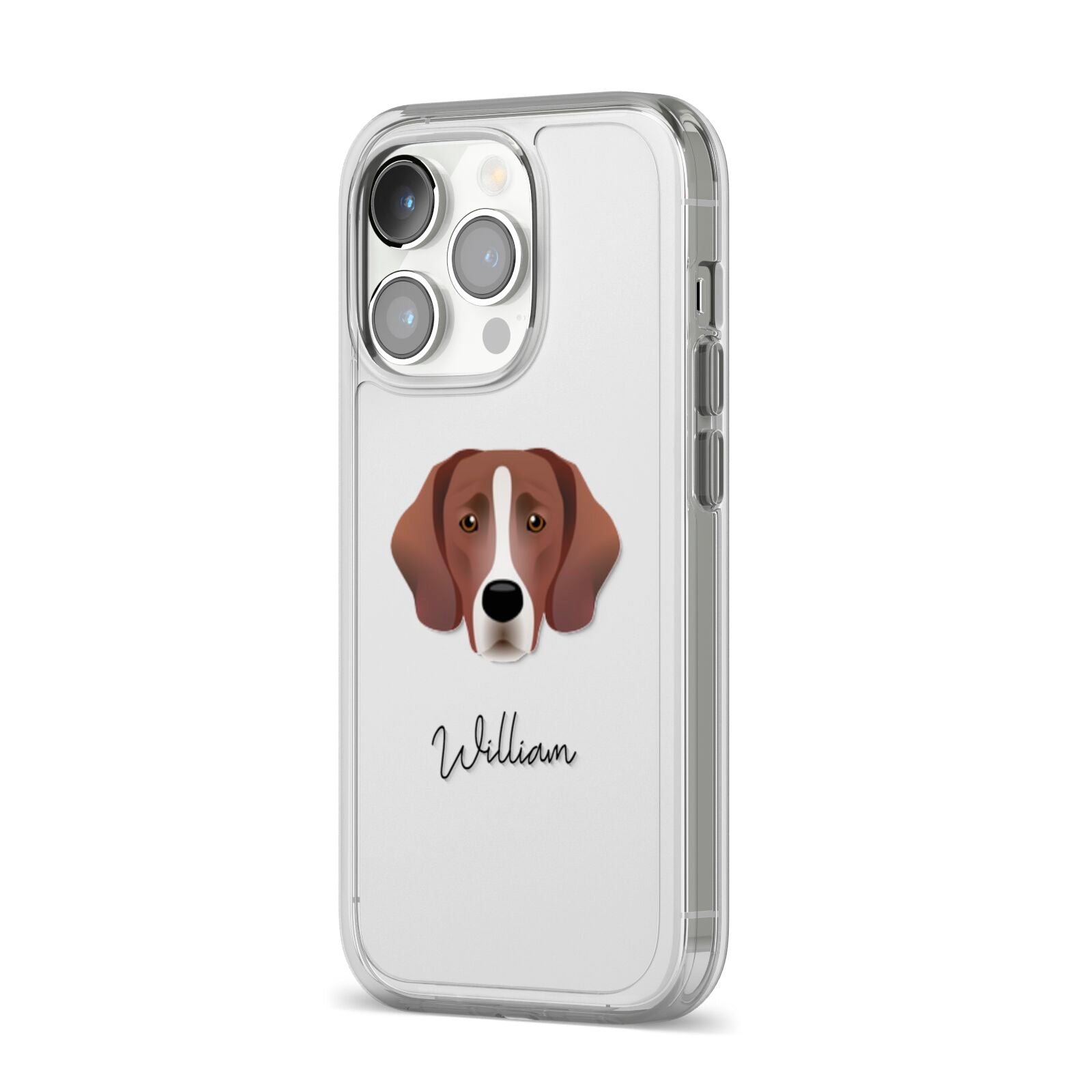 Springador Personalised iPhone 14 Pro Clear Tough Case Silver Angled Image