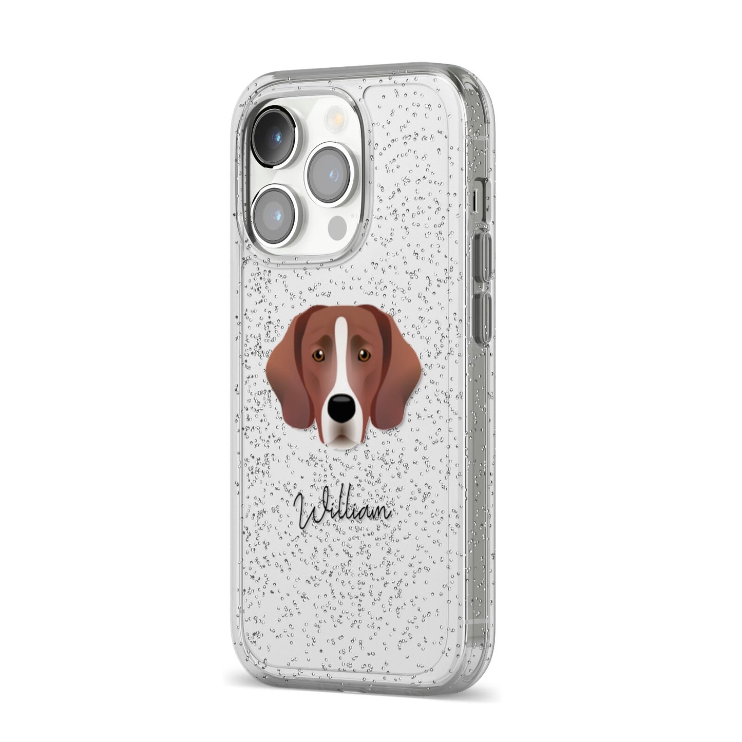 Springador Personalised iPhone 14 Pro Glitter Tough Case Silver Angled Image