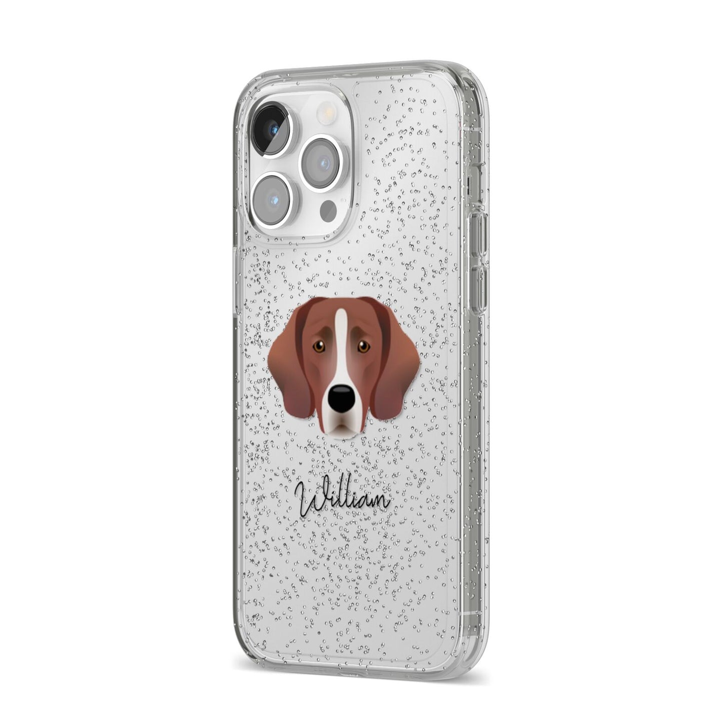 Springador Personalised iPhone 14 Pro Max Glitter Tough Case Silver Angled Image