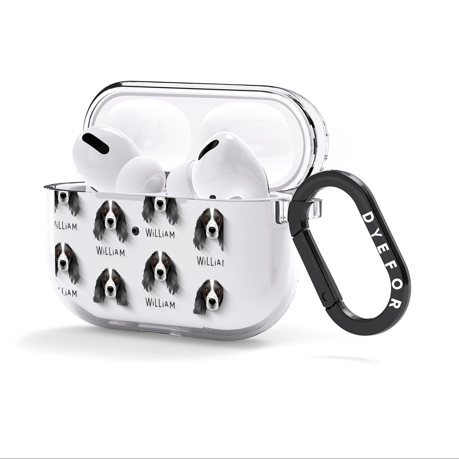 Springer Spaniel Icon with Name AirPods Clear Case 3rd Gen Side Image