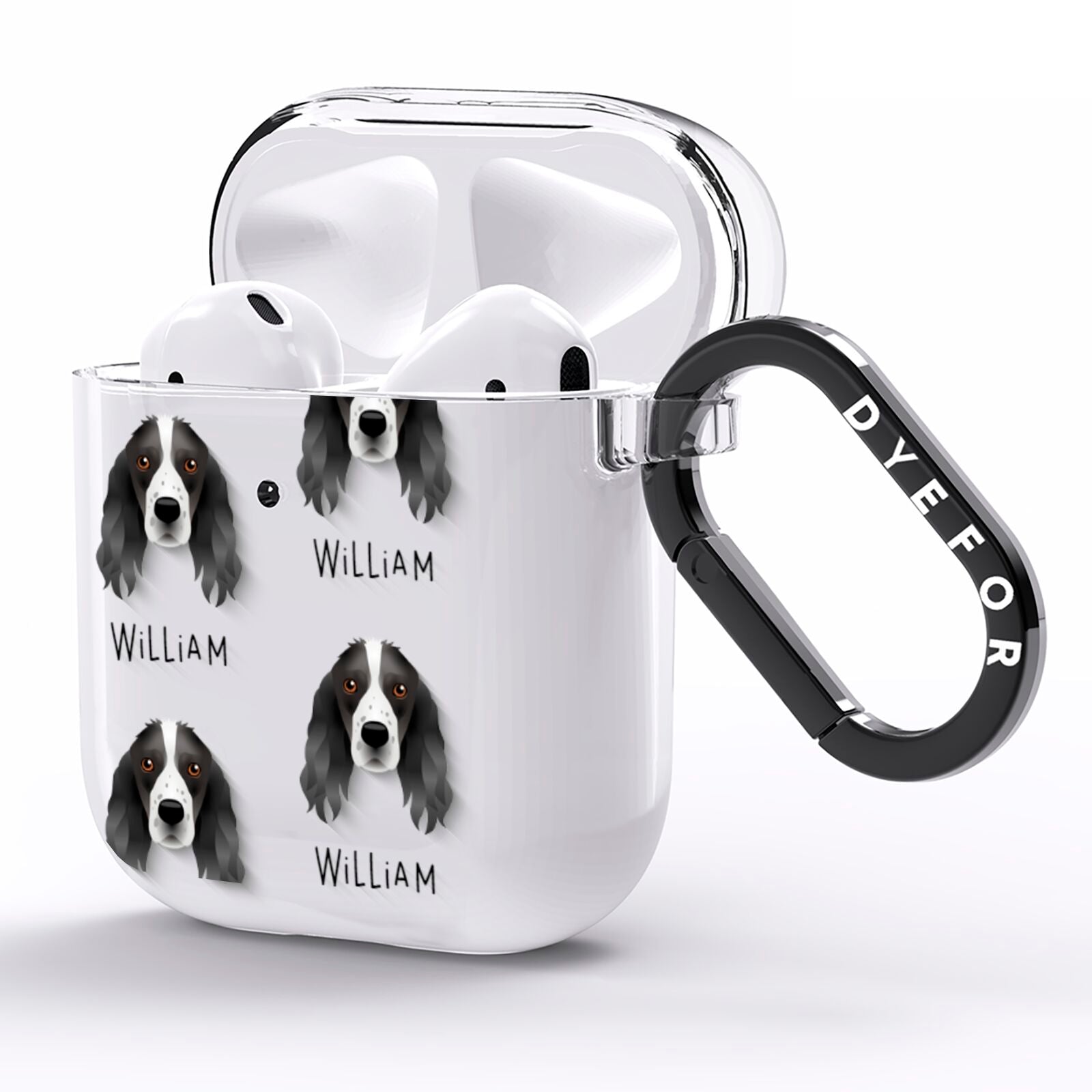 Springer Spaniel Icon with Name AirPods Clear Case Side Image