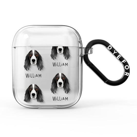 Springer Spaniel Icon with Name AirPods Clear Case
