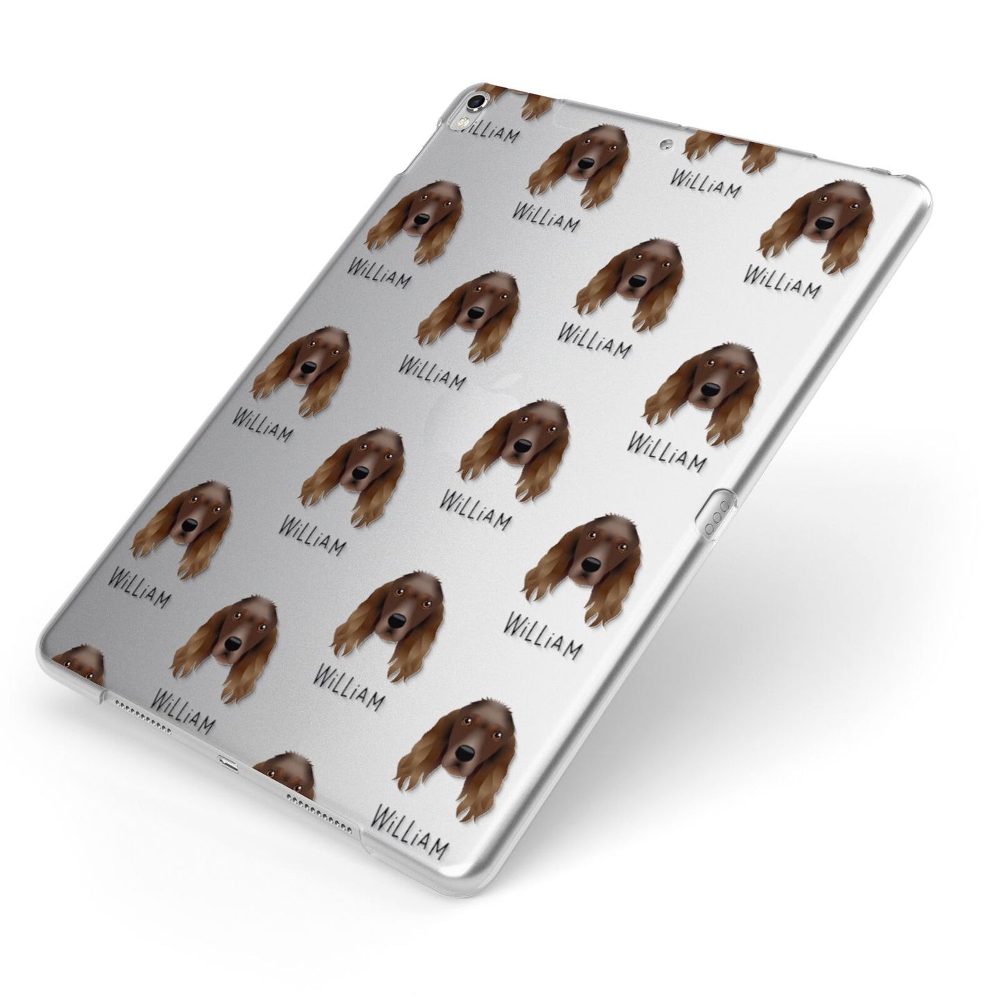 Springer Spaniel Icon with Name Apple iPad Case on Silver iPad Side View