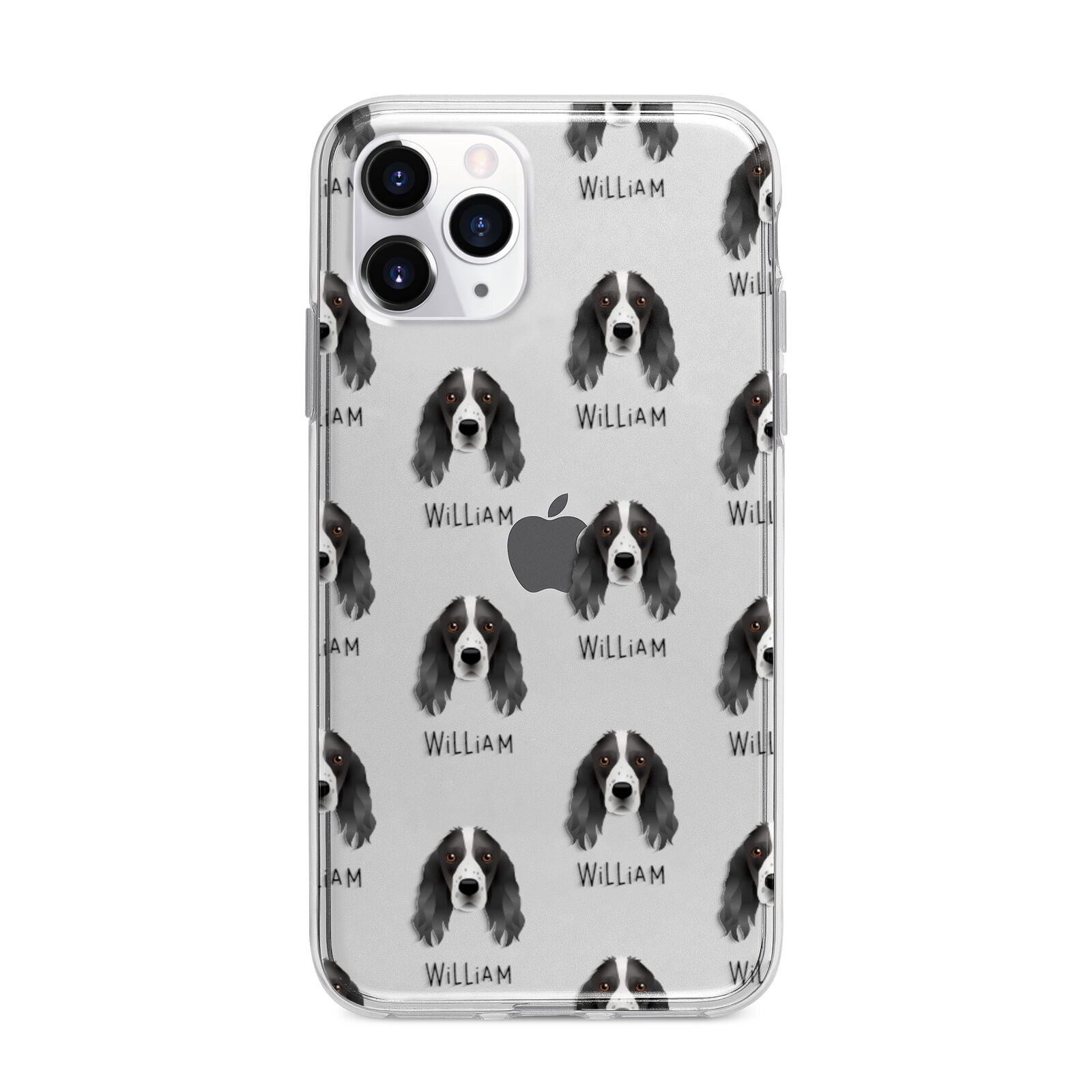 Springer Spaniel Icon with Name Apple iPhone 11 Pro Max in Silver with Bumper Case