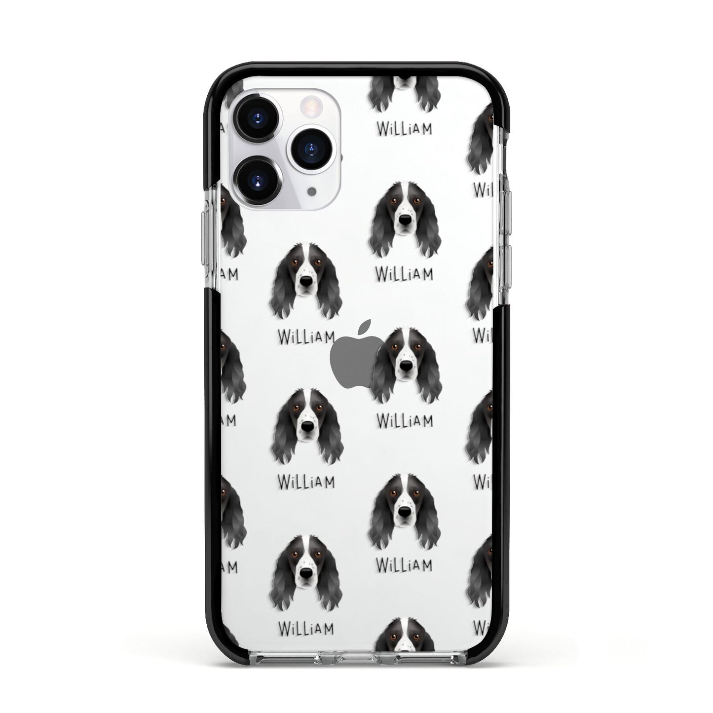 Springer Spaniel Icon with Name Apple iPhone 11 Pro in Silver with Black Impact Case