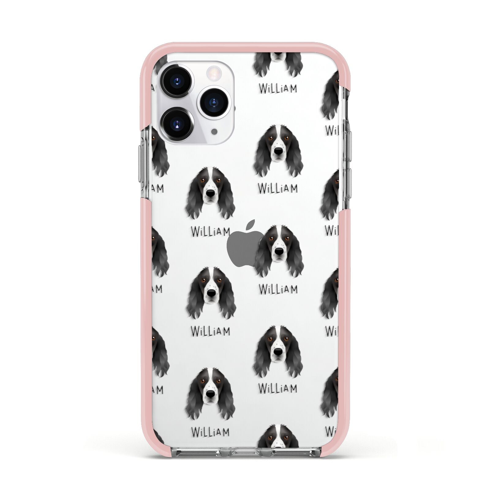 Springer Spaniel Icon with Name Apple iPhone 11 Pro in Silver with Pink Impact Case