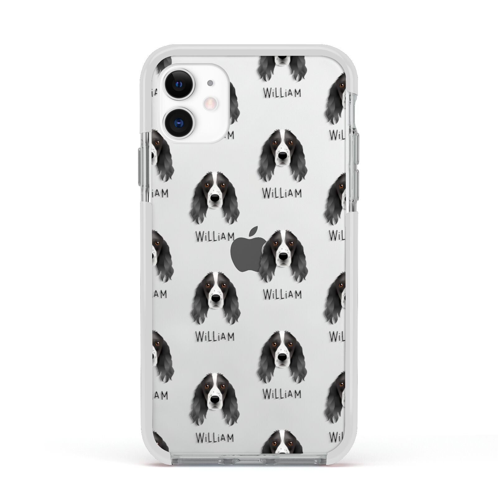 Springer Spaniel Icon with Name Apple iPhone 11 in White with White Impact Case