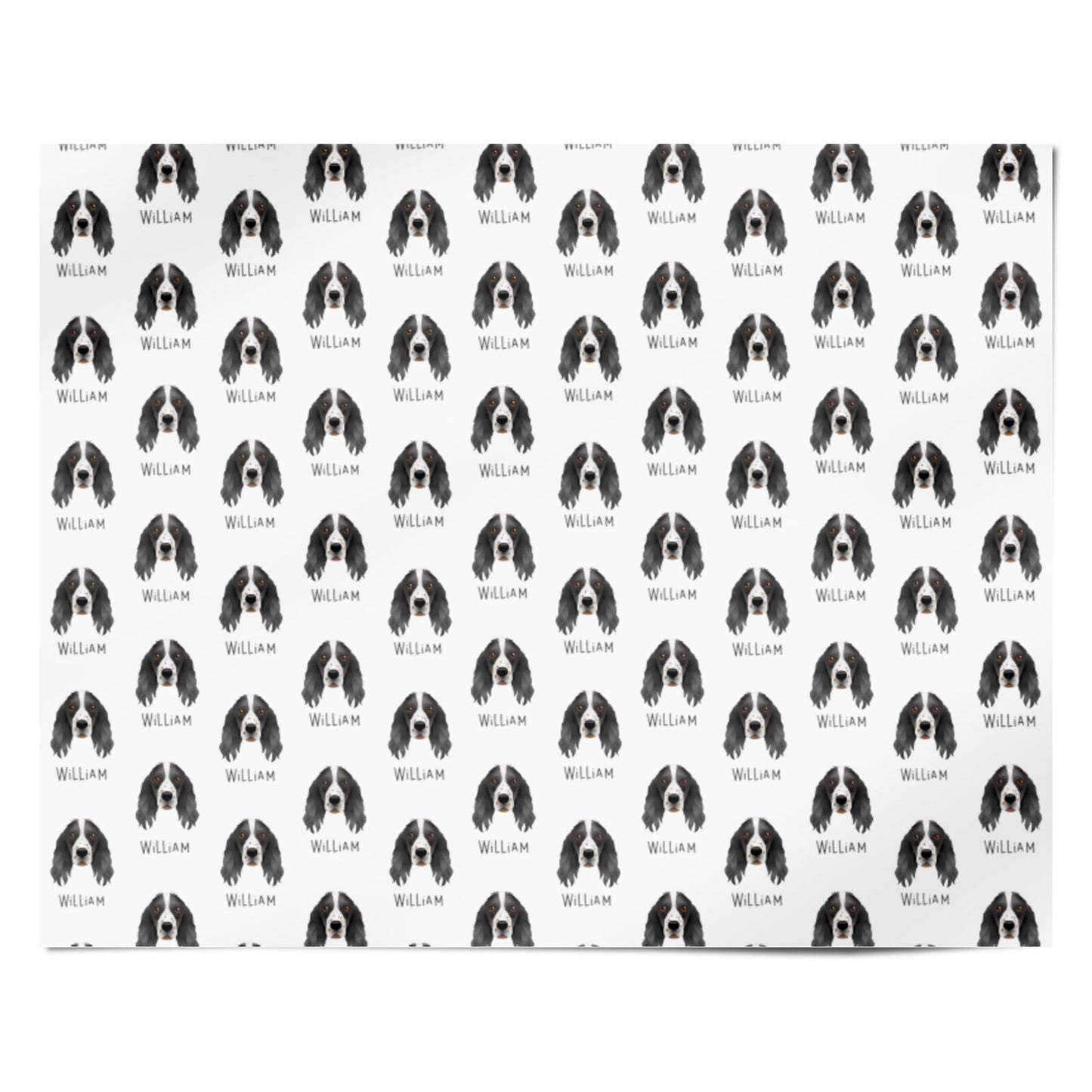 Springer Spaniel Icon with Name Personalised Wrapping Paper Alternative