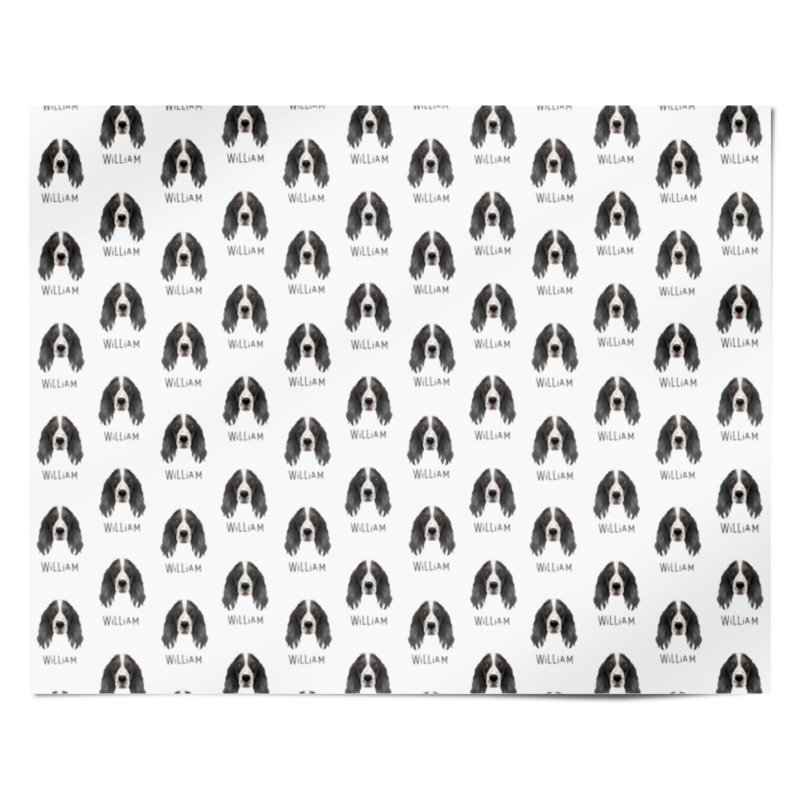 Springer Spaniel Icon with Name Personalised Wrapping Paper Alternative