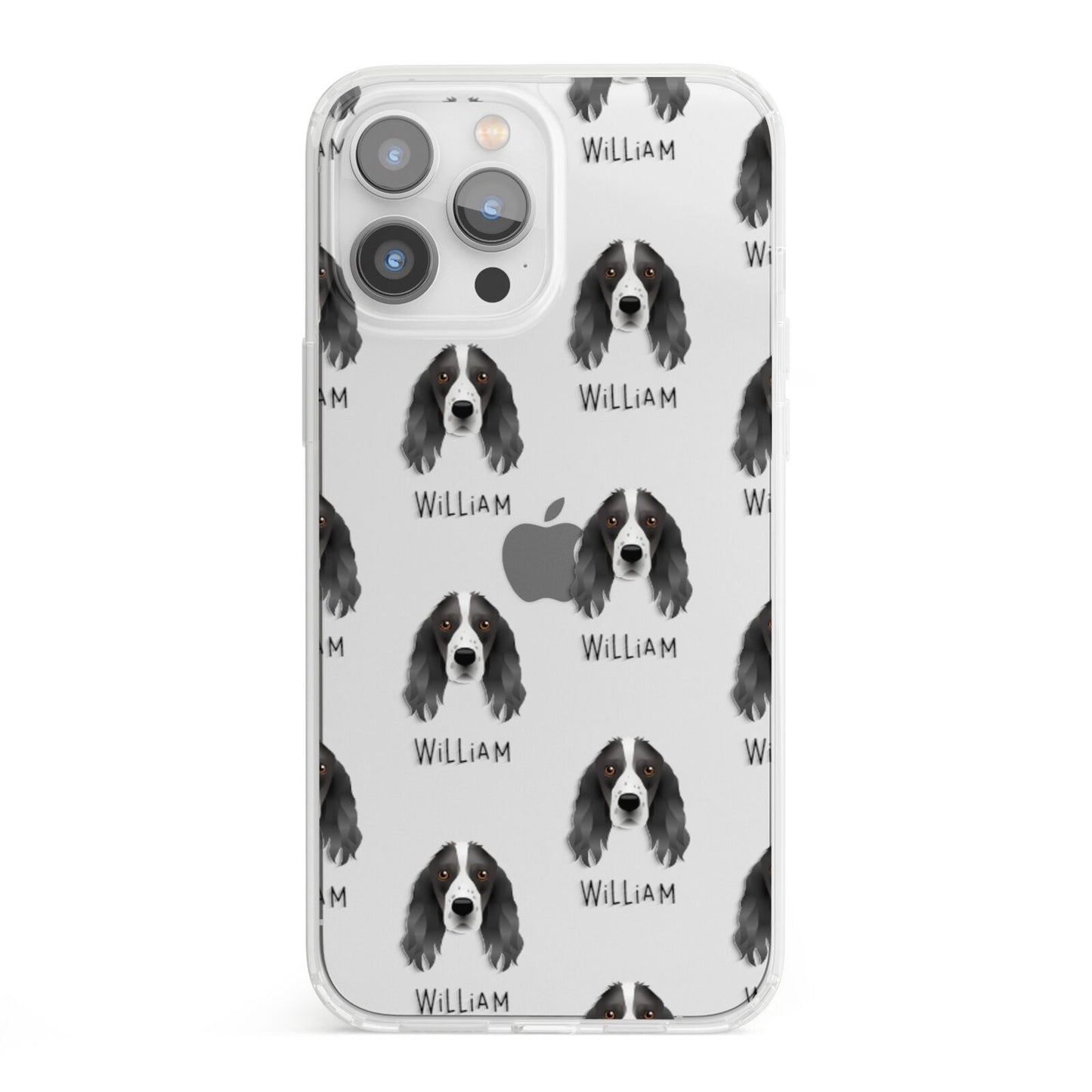 Springer Spaniel Icon with Name iPhone 13 Pro Max Clear Bumper Case