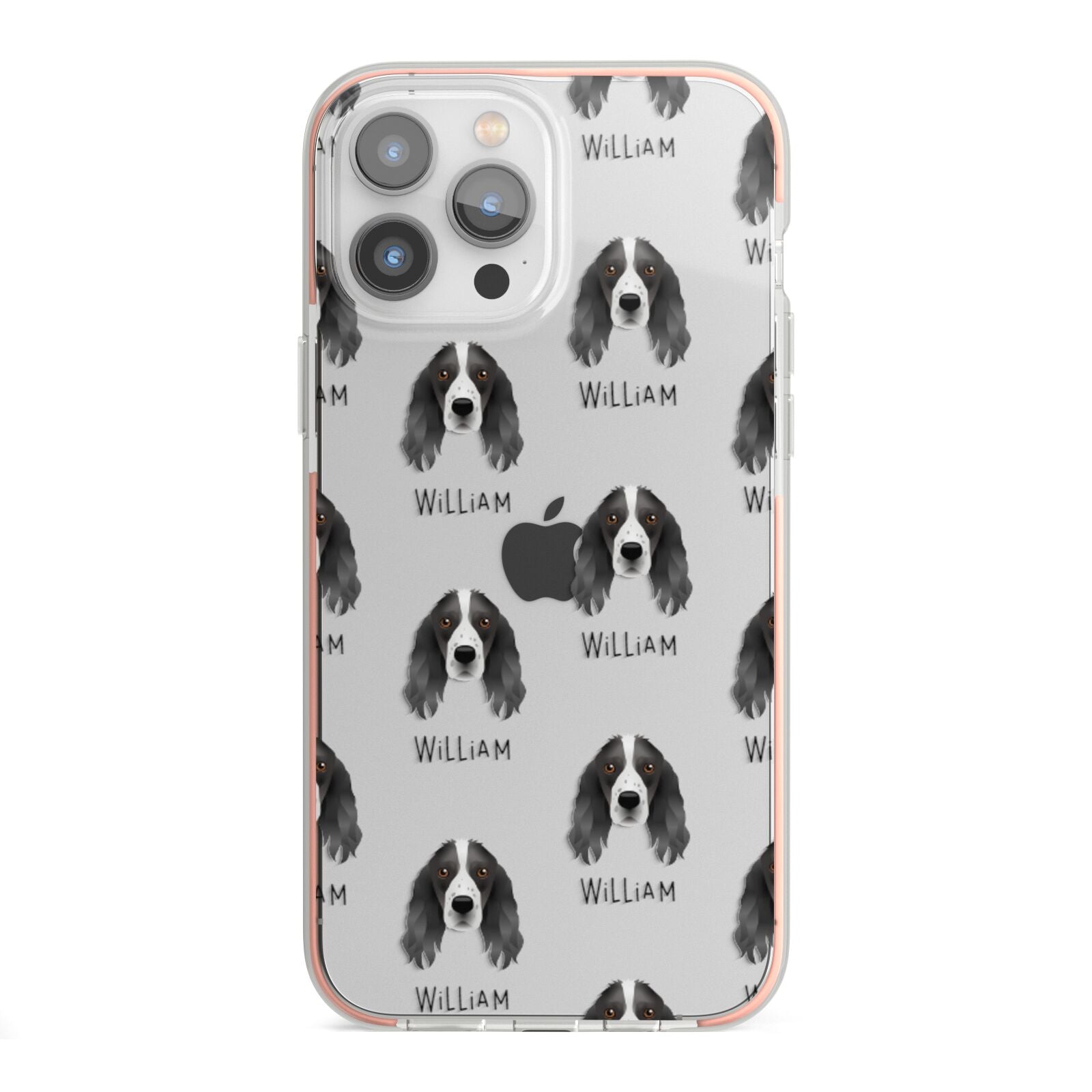 Springer Spaniel Icon with Name iPhone 13 Pro Max TPU Impact Case with Pink Edges