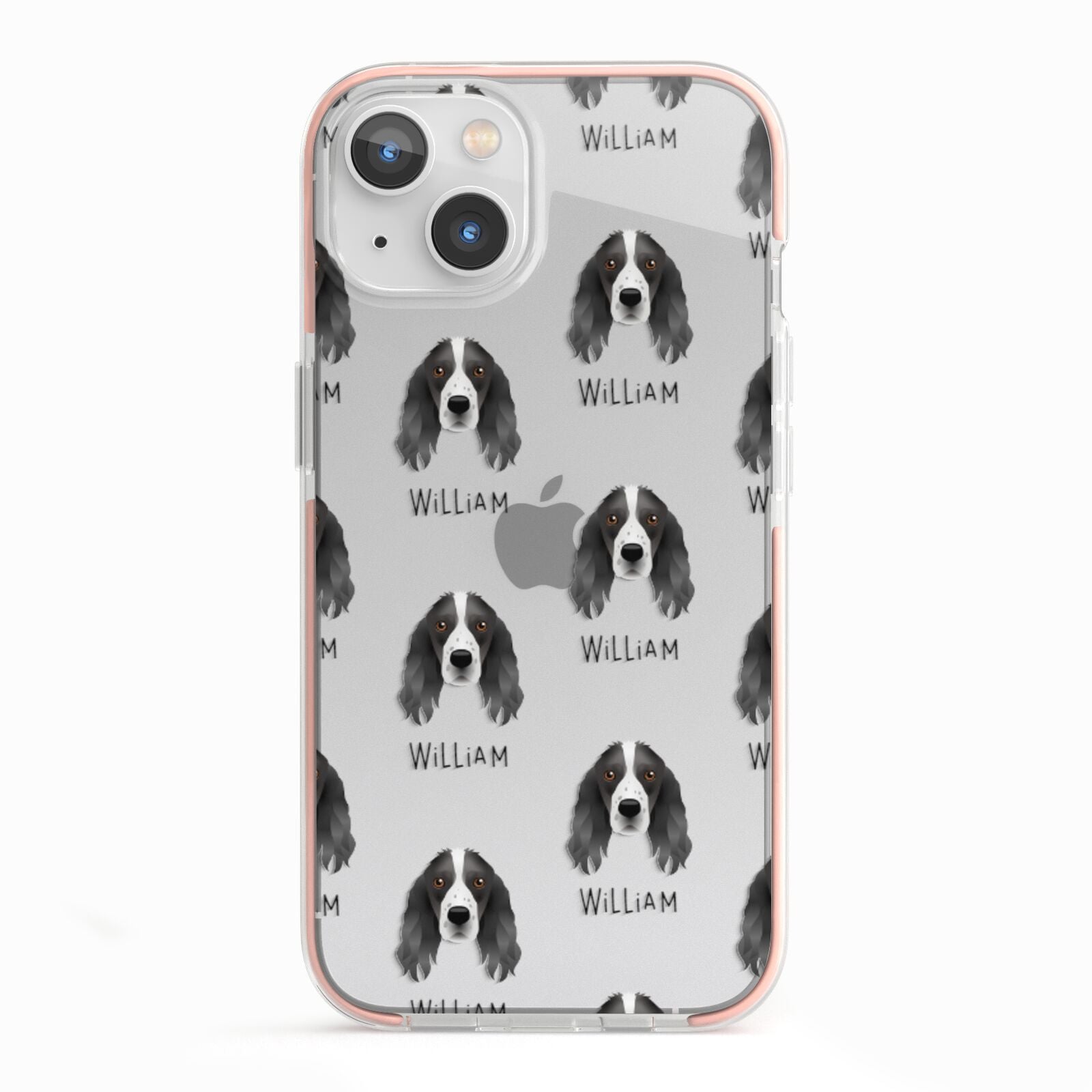 Springer Spaniel Icon with Name iPhone 13 TPU Impact Case with Pink Edges