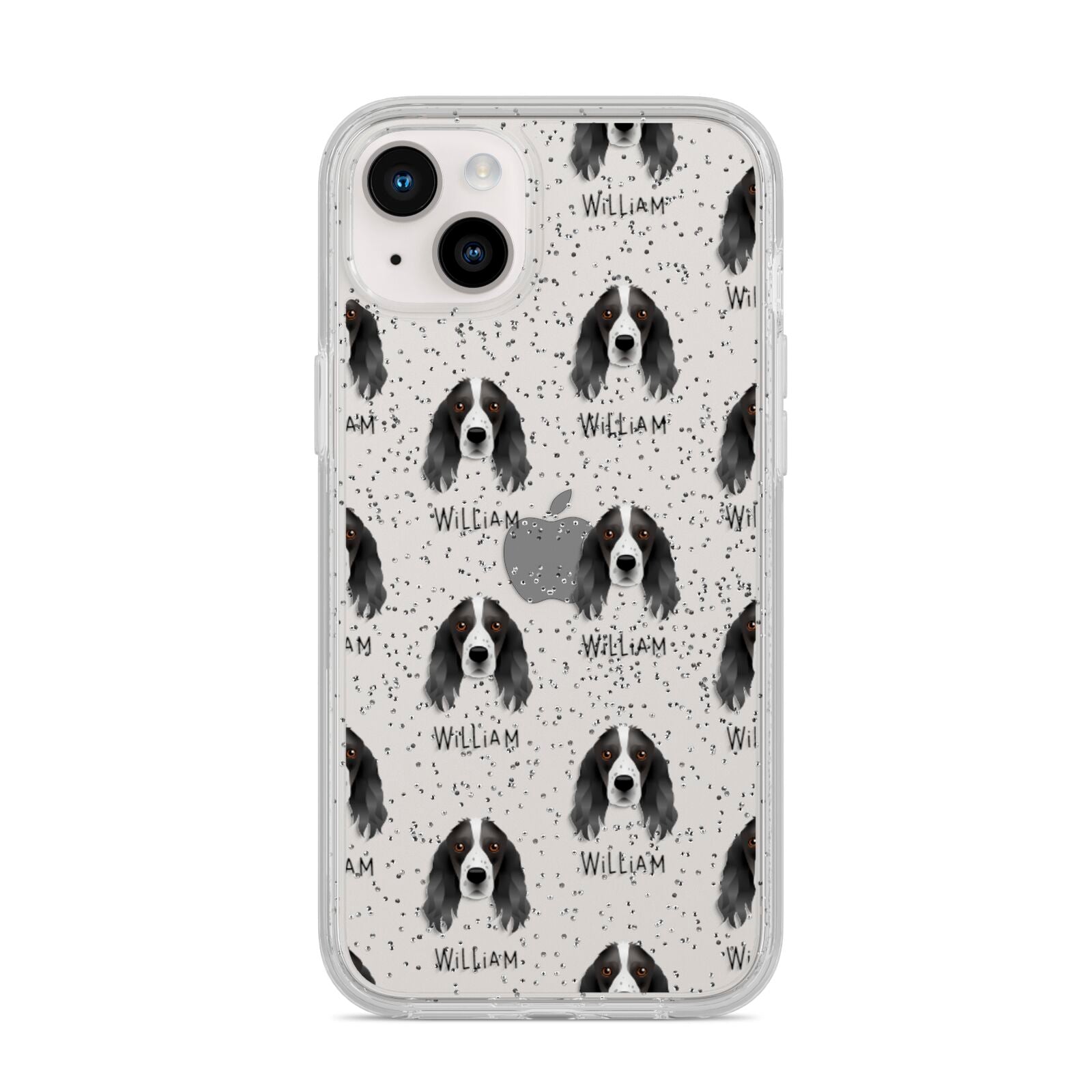 Springer Spaniel Icon with Name iPhone 14 Plus Glitter Tough Case Starlight